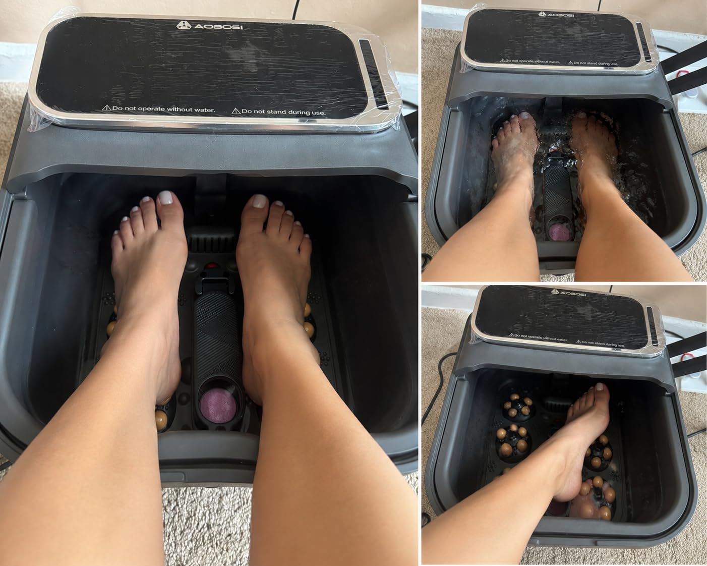 AAOBOSI Collapsible Foot Bath with Heat, Foot Massager Spa Soaking Tub | with Bubble, Remote Control, Temp Control, 30 Motorized Shiatsu Massage Balls, Pedicure Spa at Home for Stress Relief (Grey) customer photo 2