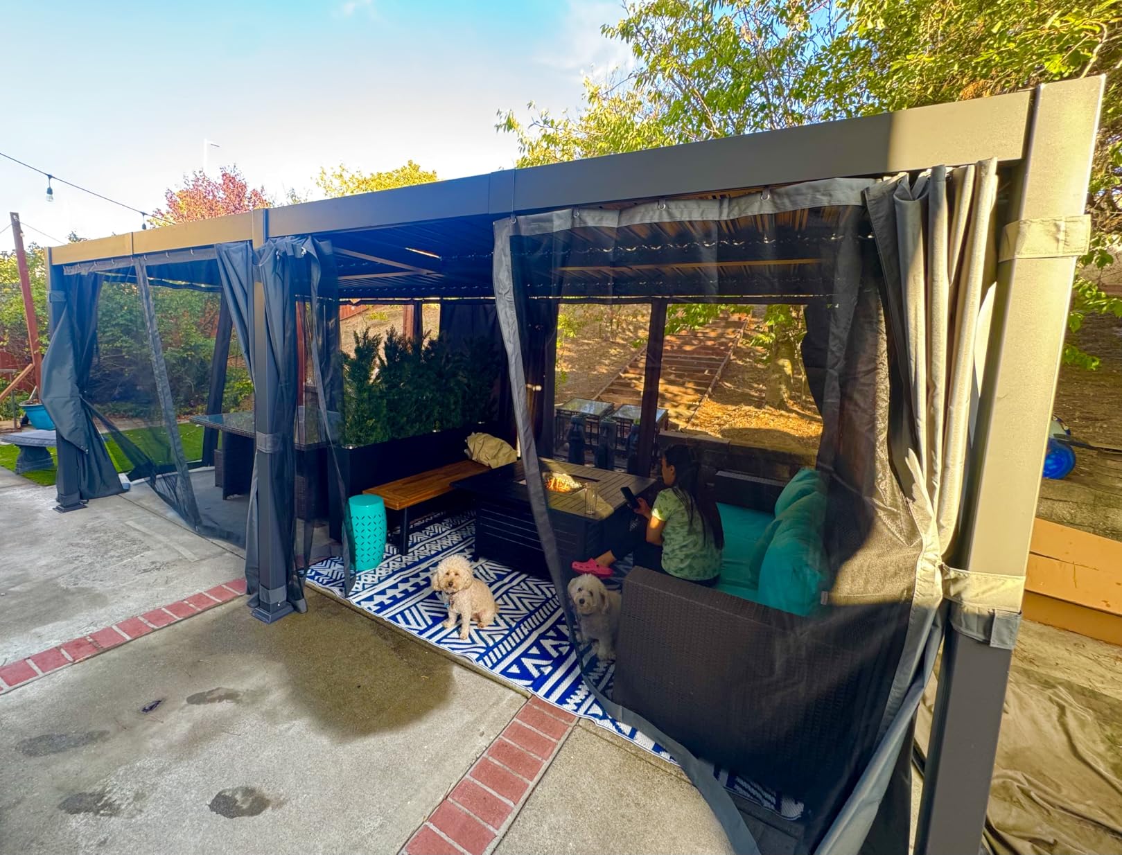 AirWire 10x12 FT Louvered Pergola Dark Gray | Metal Gazebo with 2 Independent Adjustable Roof and Drainage System for Patio, Deck, Garden customer photo 1
