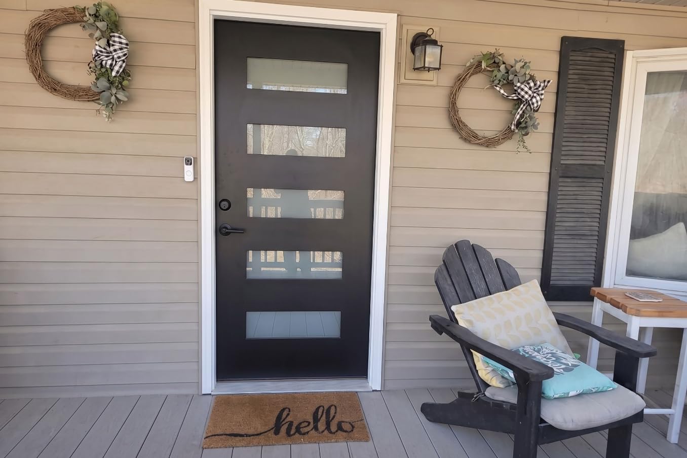 Modern Pinnacle 5-Lite Black Front Entry Door, 36