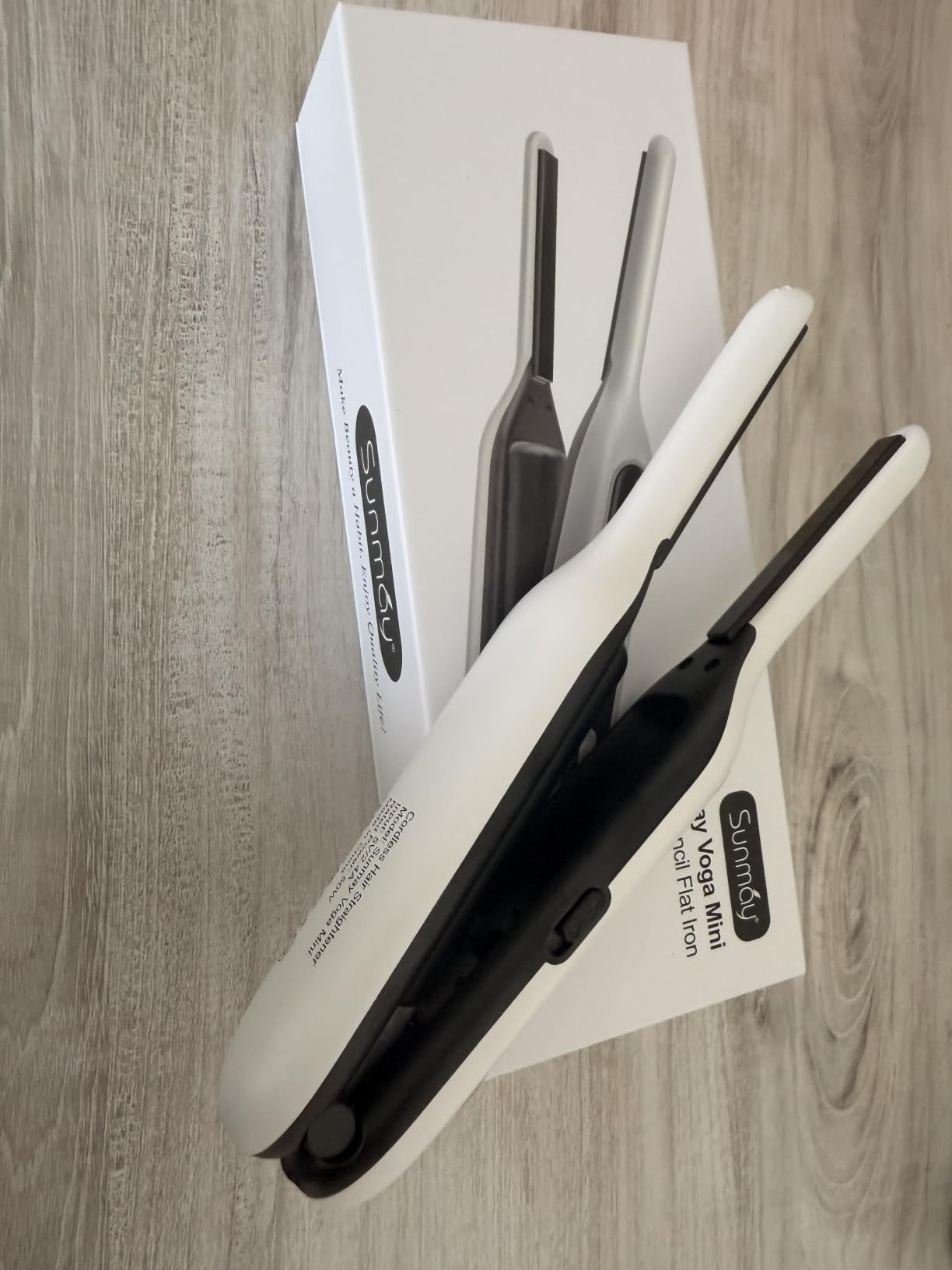 SUNMAY Cordless Mini Flat Iron,3/10'' Mini Cordless Hair Straightener Pencil Flat Iron for Short Hair, Pixie Cut & Bangs, Portable Dual Voltage Travel Pencil Hair Iron customer photo 1