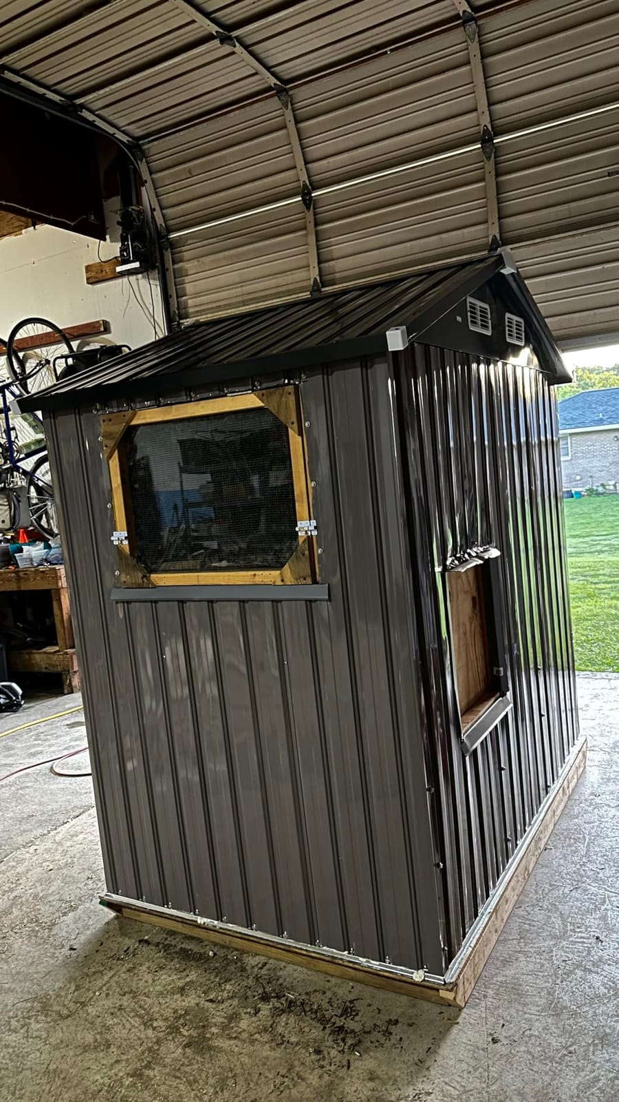 Aoxun 12 x 10FT Outdoor Storage Shed with Double Hinged Large Door, Brown | Metal Sheds Outdoor Storage for Garden Utility Garden Shed with Lockable Door & Sloped Roof, Backyard, Patio and Backyard customer photo 2