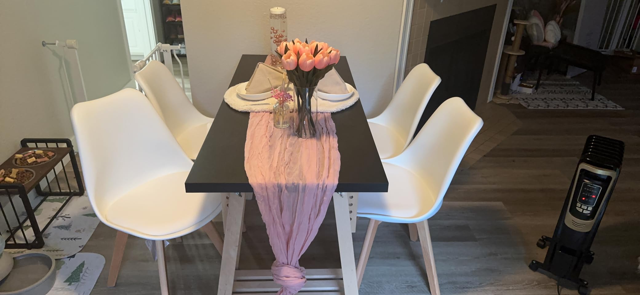 OLIXIS Dining Chairs Set of 6, Mid Century Modern Kitchen Chairs | Faux Leather Cushion Seat, Metal Legs Backrest, Living Room Home Office Bedroom, Brown customer photo 1