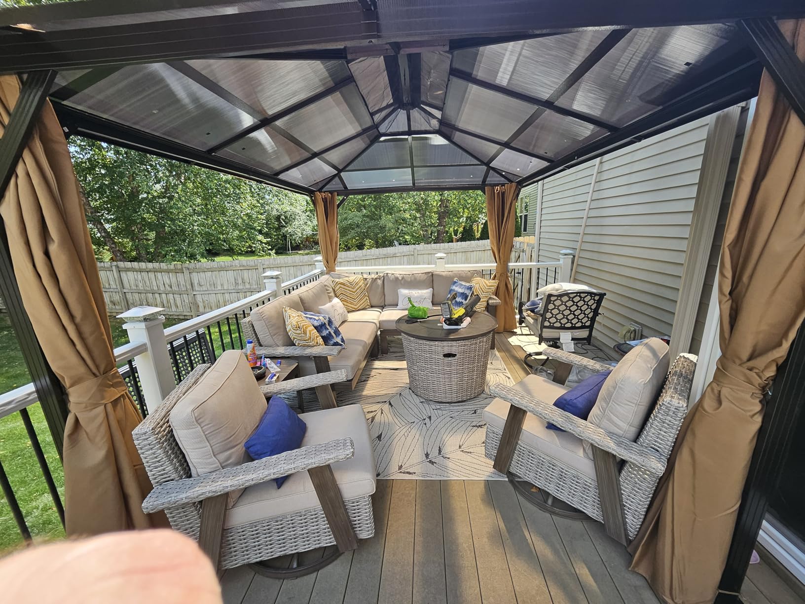 Aoxun 12'x10' Hardtop Gazebo with 4 LED Lights, Gray | Outdoor Gazebo with Galvanized Steel Double Roof, Patio Gazebo with Breathable Netting & Privacy Curtain, Hooks for Backyard customer photo 2