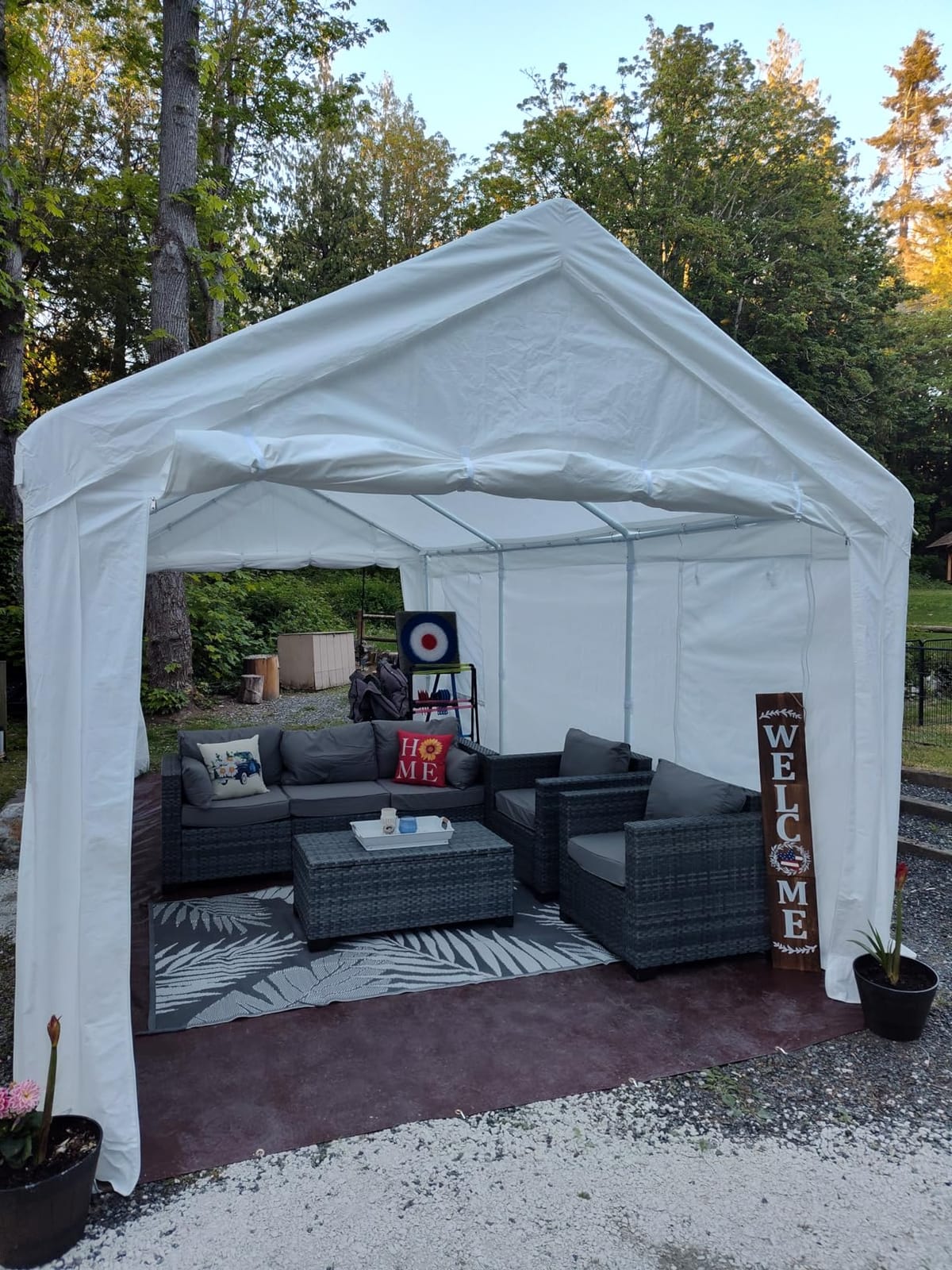 COBIZI 10x20 FT Heavy Duty Carport with Galvanized Frame, | Carport Canopy with Roll-up Windows, Storage Tent with Removable Sidewalls & Doors, Built-in Sandbags for Car Boat Truck customer photo 2