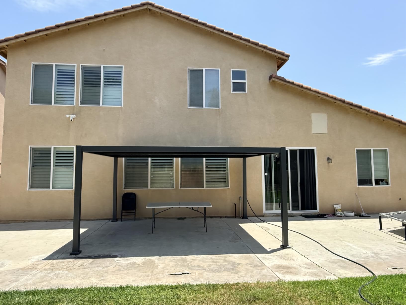 12' x 16' Louvered Pergola, Outdoor Pergola with Adjustable Louvered Roof, Reinforced Aluminum Frame, Integrated Drainage System, for Patio, Deck, Grey customer photo 1