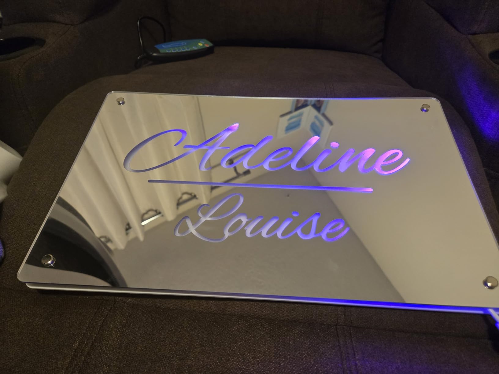 Personalized Bar Mirror Neon Sign with Dimmable LED Border Light, Custom Light Up Home Bar Decor for Man Cave Garage Basement Pub, Vintage Mirror Wall Sign Gift for Husband Dad customer photo 2