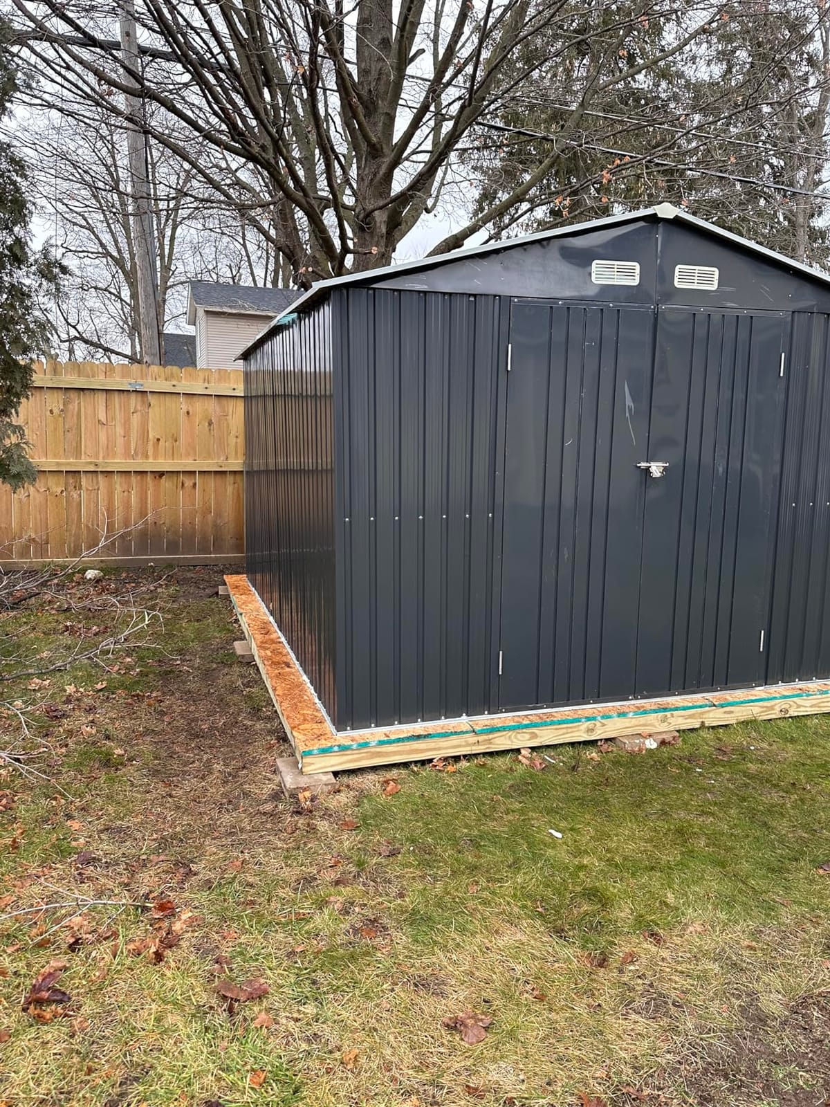 VanAcc 10 x 12 FT Outdoor Storage Shed, Nordic Cottage Metal Shed with Lockable Hinged Door, 2 Windows, Waterproof Storage Shed for Backyard, Garden, Patio, Dark Grey/White customer photo 2
