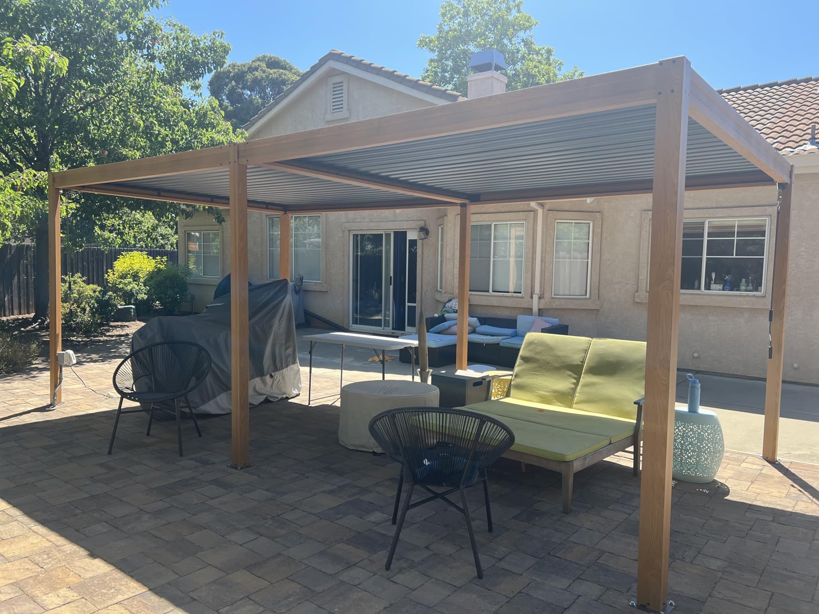 Domi Louvered Pergola 10x16, Outdoor Metal Pergola, Espresso Brown | Adjustable Roof and Built-in Drainage System, for Patio, Backyard, Deck customer photo 1