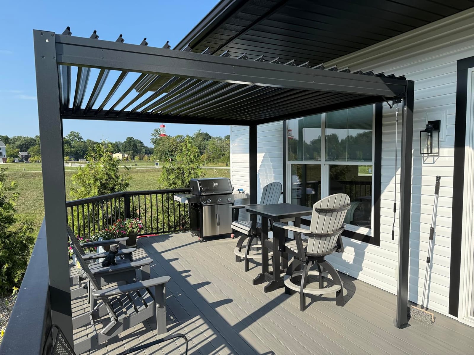 Domi Louvered Pergola 10x16, Outdoor Metal Pergola, Espresso Brown | Adjustable Roof and Built-in Drainage System, for Patio, Backyard, Deck customer photo 2