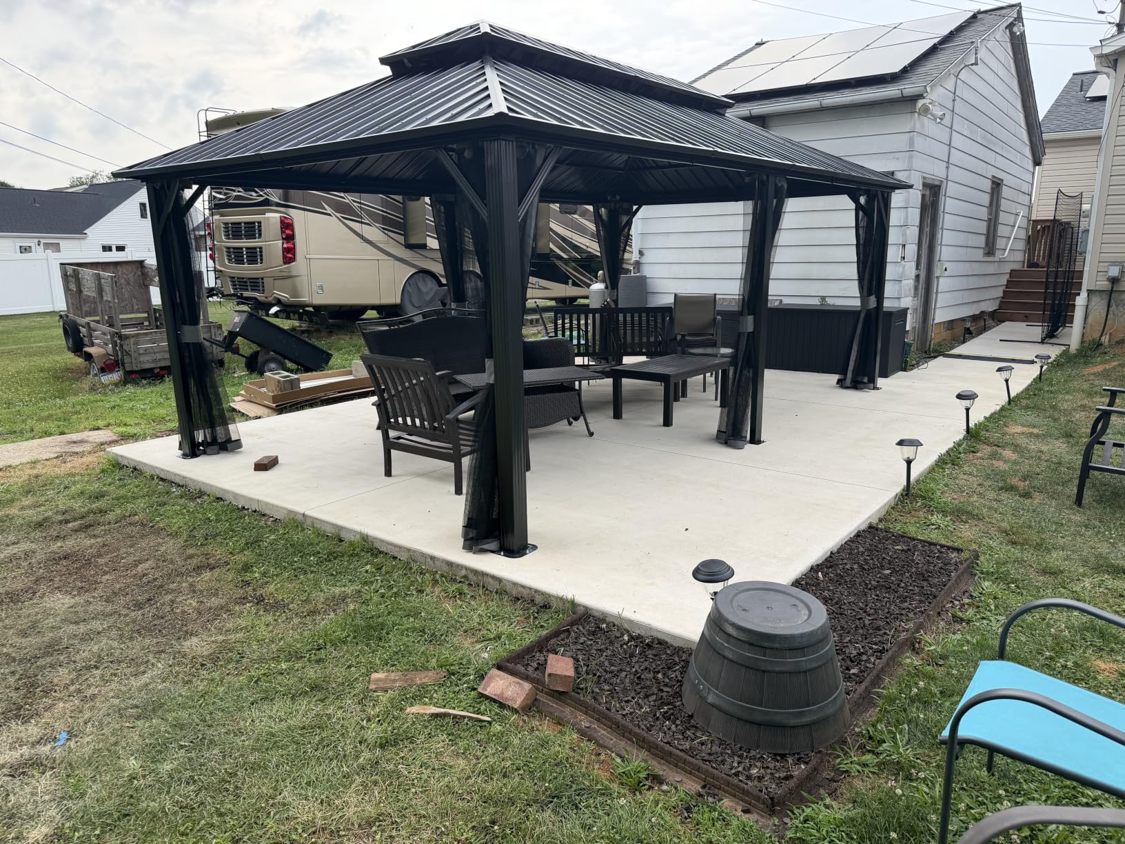 Aoxun 12Ft X 20Ft Hardtop Gazebo, Aluminum Metal Outdoor Gazebos Pergolas | with Led Lights, Breathable Netting and Curtains, Galvanized Steel Double Top, Permanent Pavilion for Backyard, Patio, Lawn, Deck customer photo 1