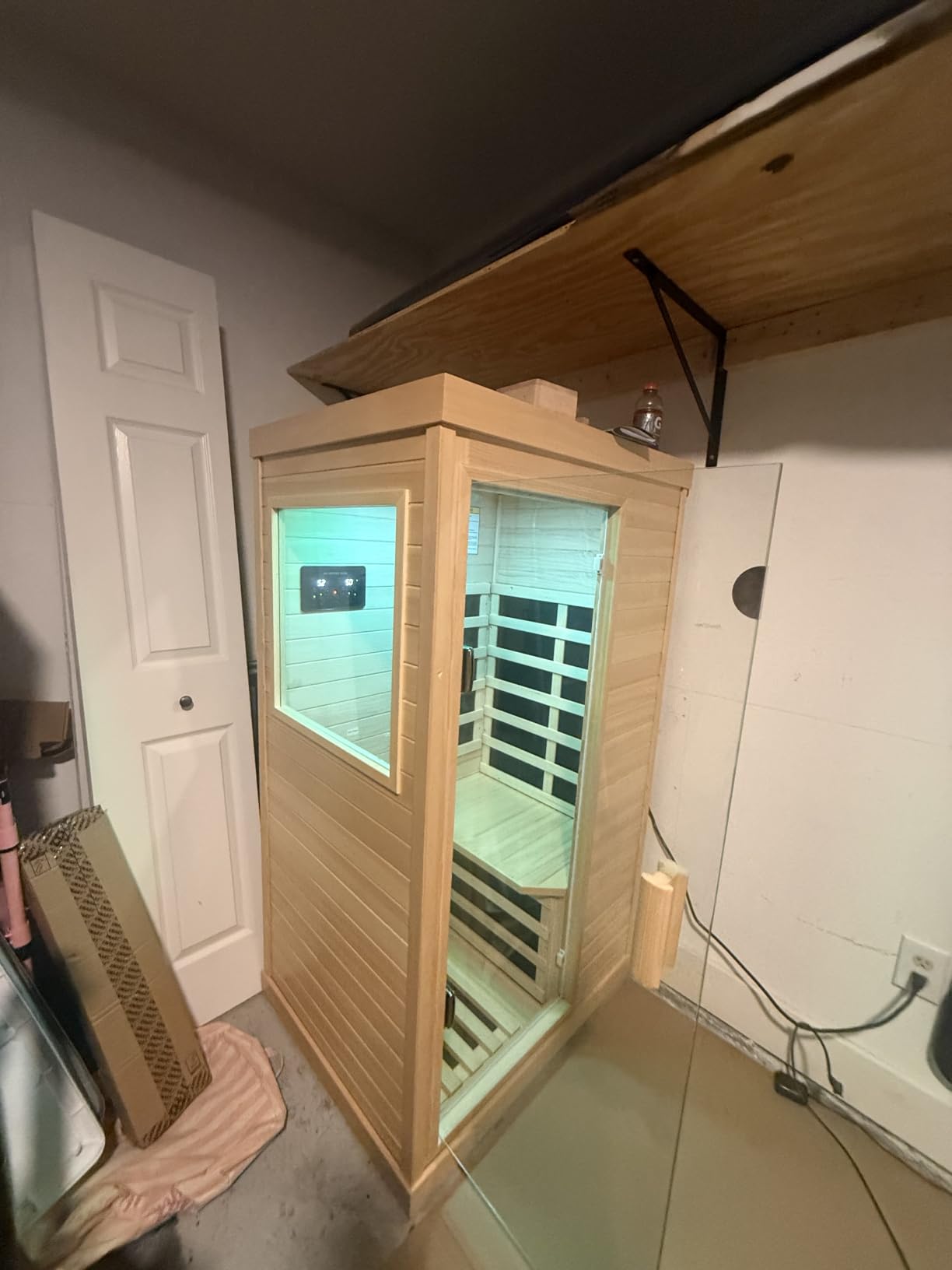 OUTEXER 2-3 Person Steam Sauna Traditional Saunas 240V 3KW Home Spa Room | Wet Indoor Saunas 7 Color LED Lights with Heater, Sauna Stone, Wooden bucket, Spoon, Thermometer, Hourglass, Cup holder customer photo 1