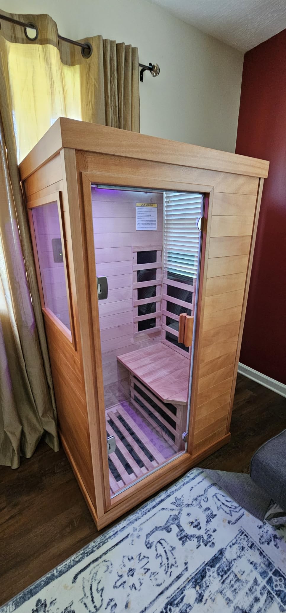 OUTEXER 2-3 Person Steam Sauna Traditional Saunas 240V 3KW Home Spa Room | Wet Indoor Saunas 7 Color LED Lights with Heater, Sauna Stone, Wooden bucket, Spoon, Thermometer, Hourglass, Cup holder customer photo 2