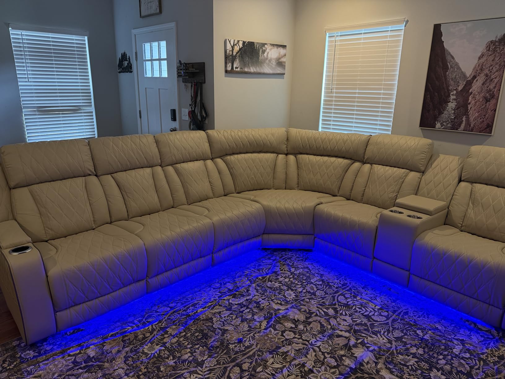 Power Reclining Sectional Sofa with Speakers, L-Shaped Air Leather Recliner Sectional Couch with USB Ports, Cup Holders & Storage Console, Luxury Living Room Furniture Set for Home, Office & Apartment customer photo 1