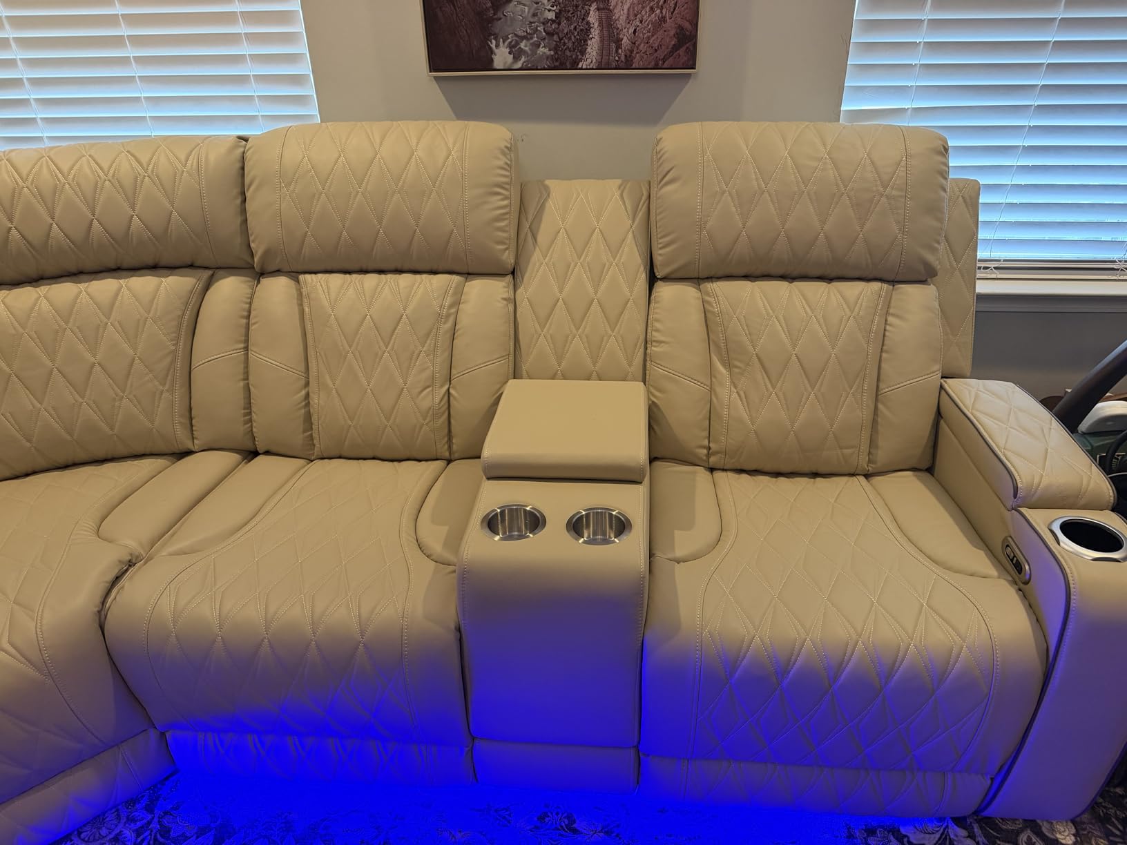 Power Reclining Sectional Sofa with Speakers, L-Shaped Air Leather Recliner Sectional Couch with USB Ports, Cup Holders & Storage Console, Luxury Living Room Furniture Set for Home, Office & Apartment customer photo 2