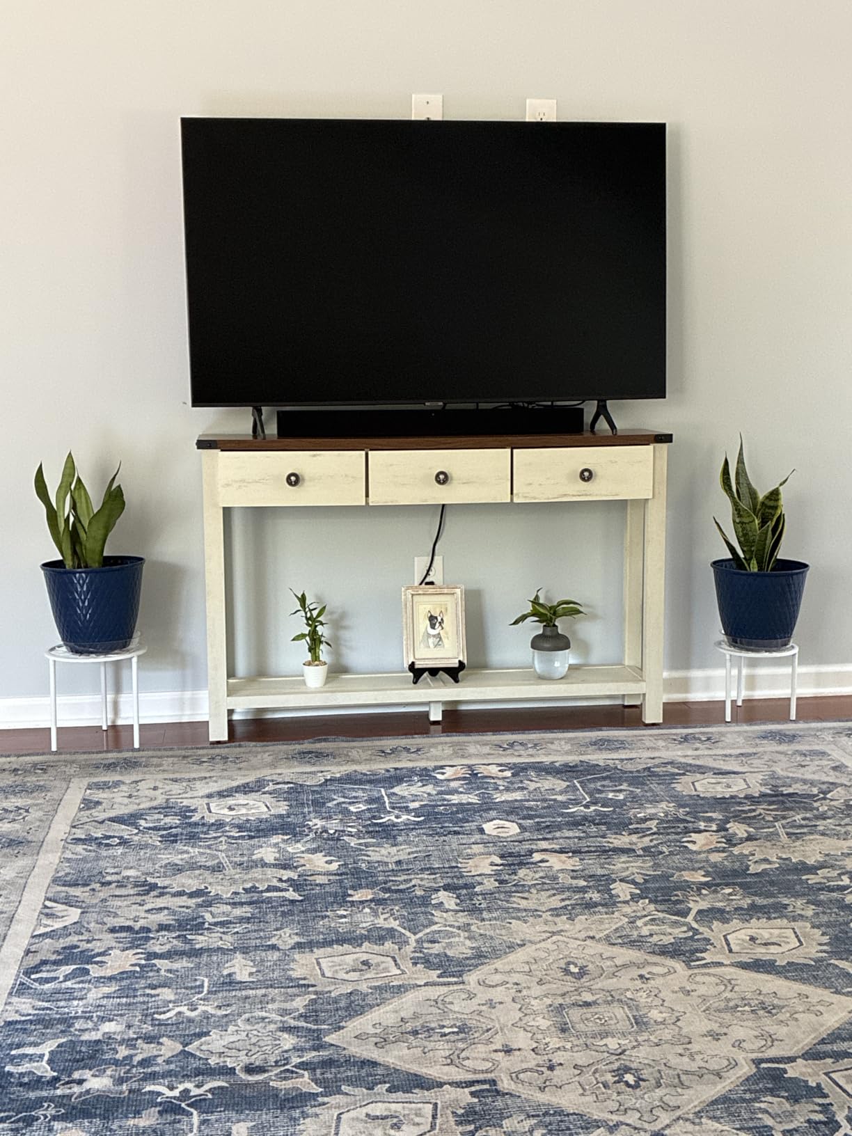 VASAGLE LIRY Collection Narrow Console Table with 3 Drawers, Brown | Long Sofa Table with Storage Shelf, 9.4 x 63 x 29.9 Inch, Farmhouse Style, Easy Assembly, ULNT148K101 customer photo 2