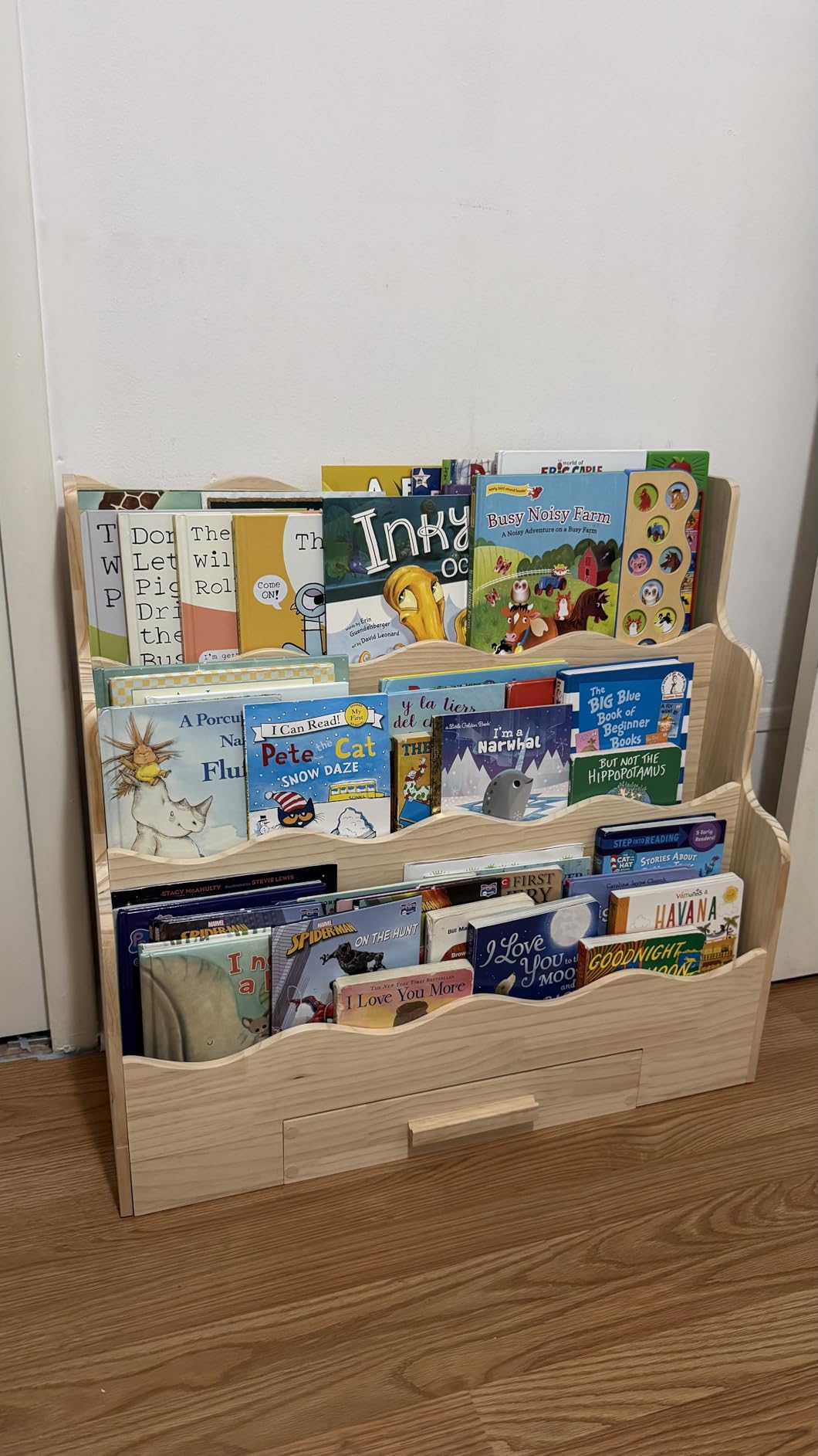 3-Tier Montessori Scalloped Kids Bookshelf with Drawer | 29.6