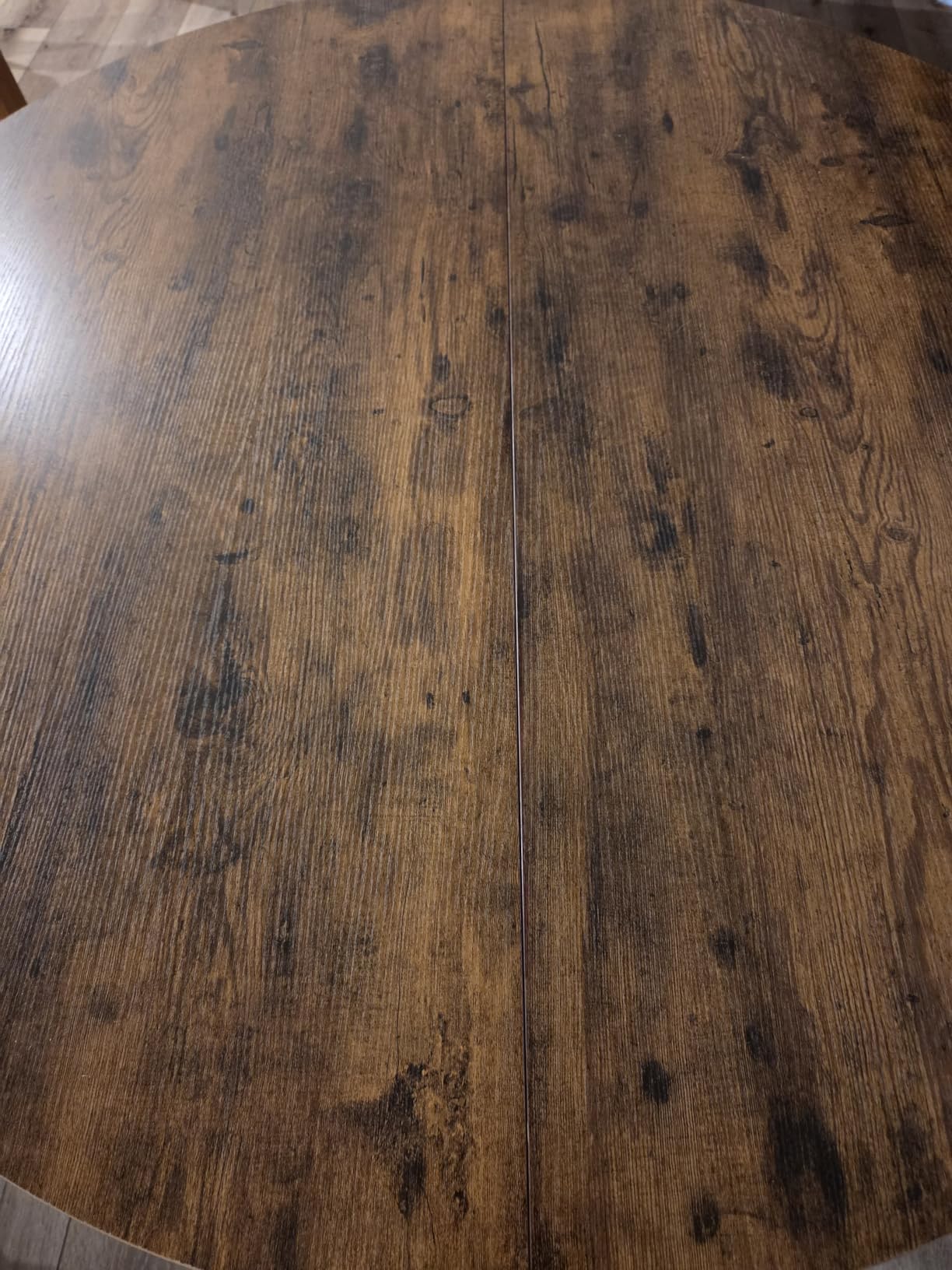Jocoevol Round Dining Table for 4,Kitchen Dining Room Circle Dinner Pedestal Table,Space Saving Wood Kitchen & Dining Room Furniture (Vintage, 46In) customer photo 2