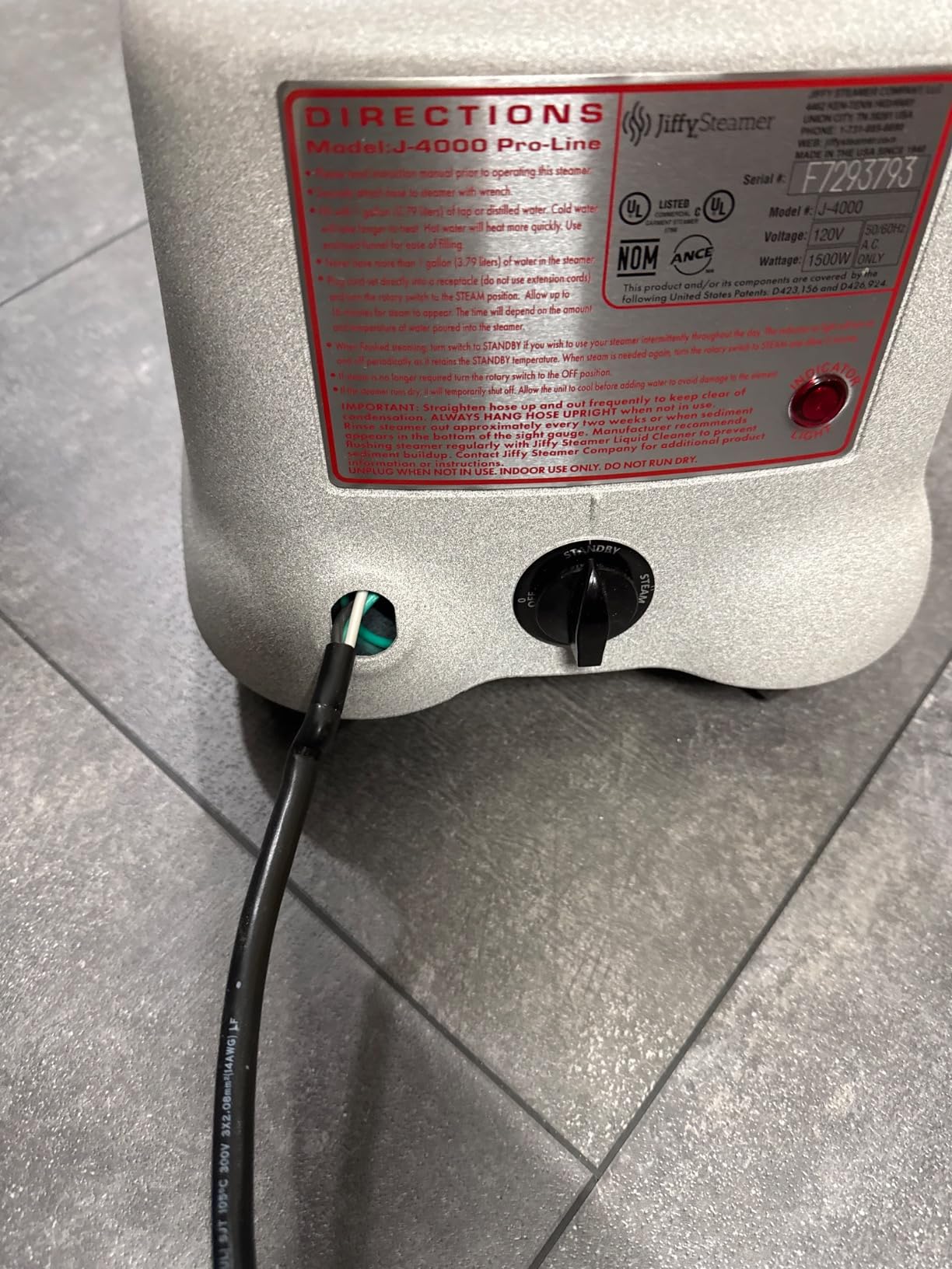 Jiffy Steamer J-4000 Garment Steamer with Plastic Steam Head, 120 Volt, 20 x 11 x 64, Gray customer photo 2
