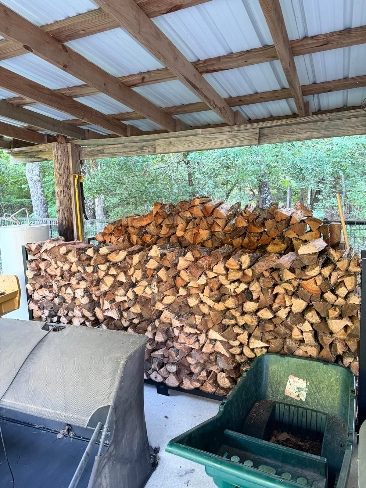 Woodhaven 8-Foot Raised Firewood Rack w/Cover, 1/2 Cord | Made in USA customer photo 1