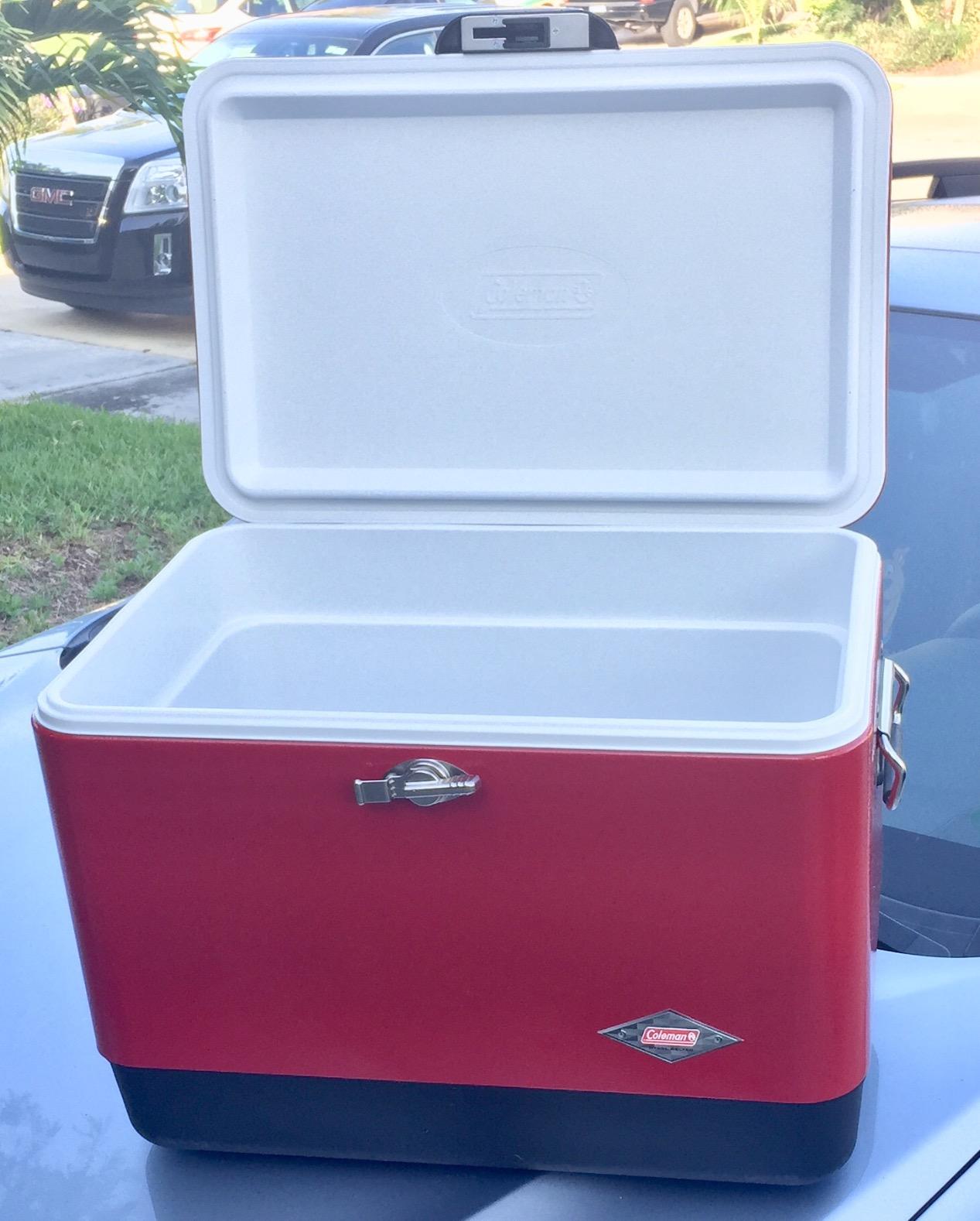 Coleman Vintage 54qt Steel Belted Cooler, Keeps Ice Up to 4 Days, 85-Can Capacity Hard Cooler with Drain & Have-A-Seat Lid customer photo 1