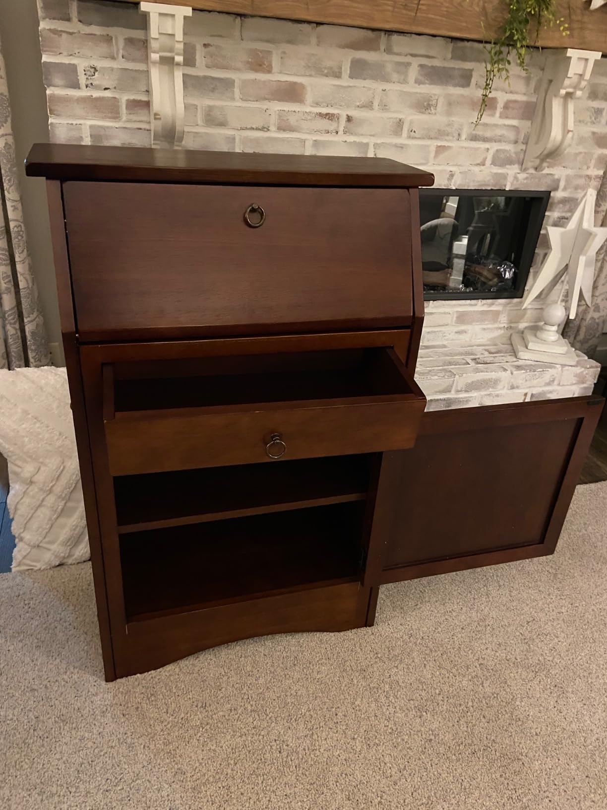 Winsome Regalia Secretary Desk, Antique Walnut | Small Writing & Work Desk for Home Office, Vanity for Bedroom, Sturdy Furniture for Students, Small Spaces, Dorms, Apartments customer photo 1