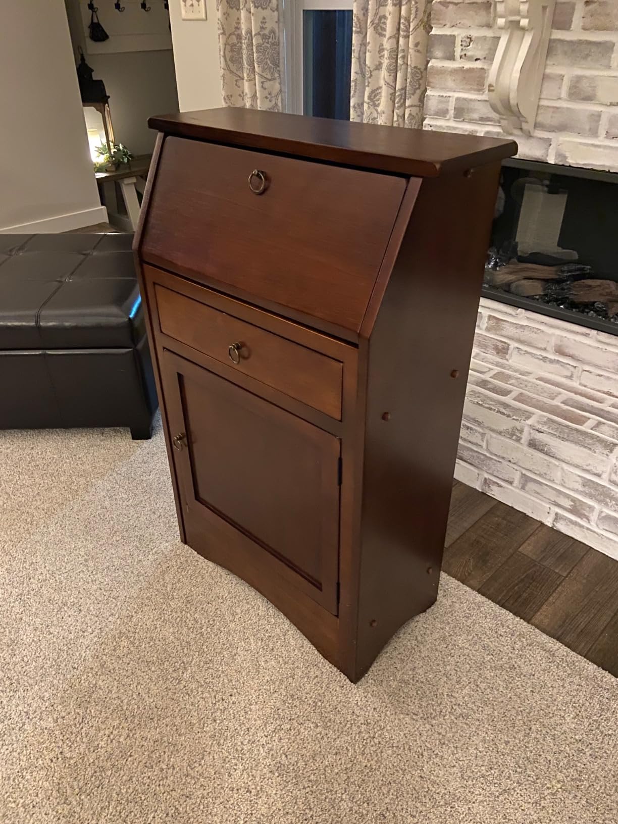 Winsome Regalia Secretary Desk, Antique Walnut | Small Writing & Work Desk for Home Office, Vanity for Bedroom, Sturdy Furniture for Students, Small Spaces, Dorms, Apartments customer photo 2