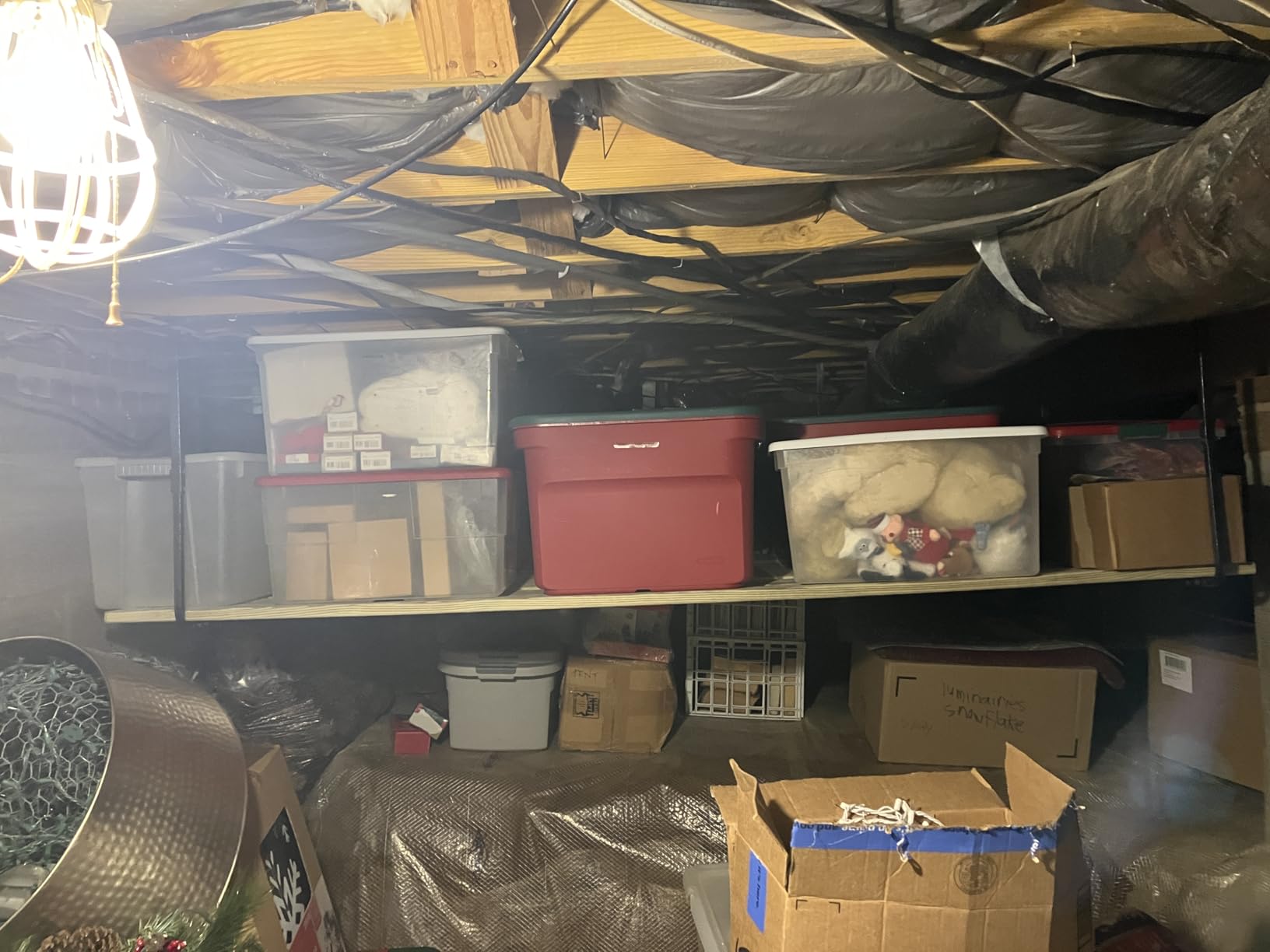 HyLoft 33 in. x 34 in. Adjustable Garage Ceiling Mount Storage Rack Kit, Garage Overhead Storage Bracket, 80842-10, White customer photo 1