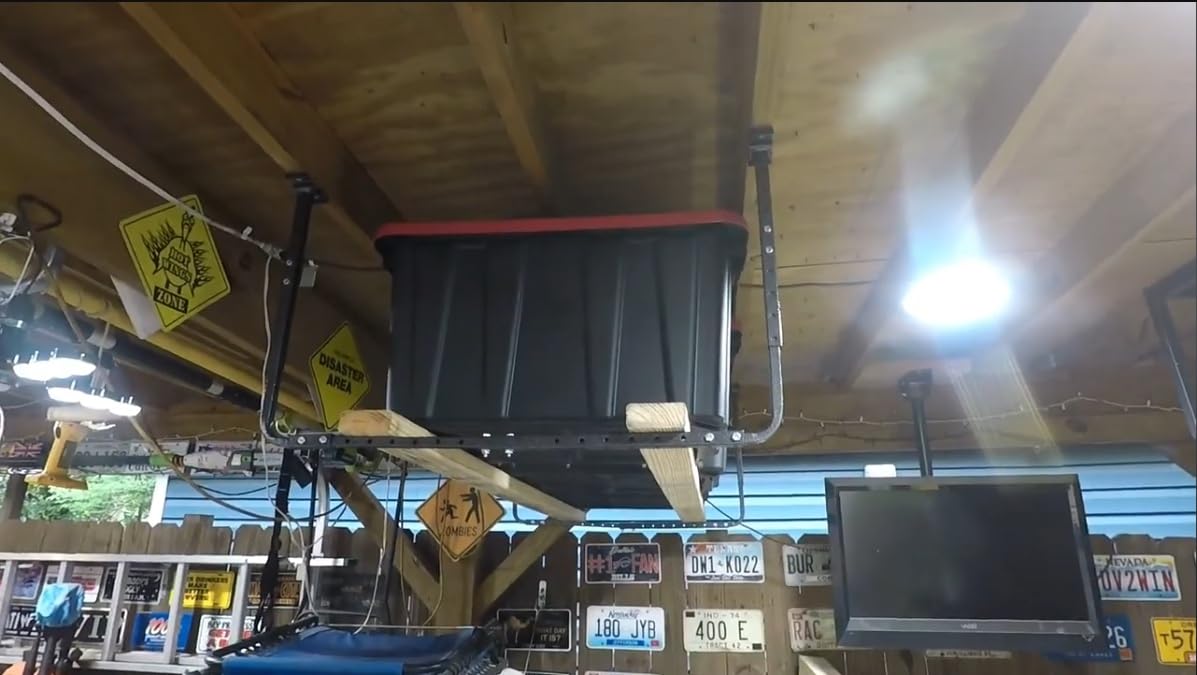 HyLoft 33 in. x 34 in. Adjustable Garage Ceiling Mount Storage Rack Kit, Garage Overhead Storage Bracket, 80842-10, White customer photo 2