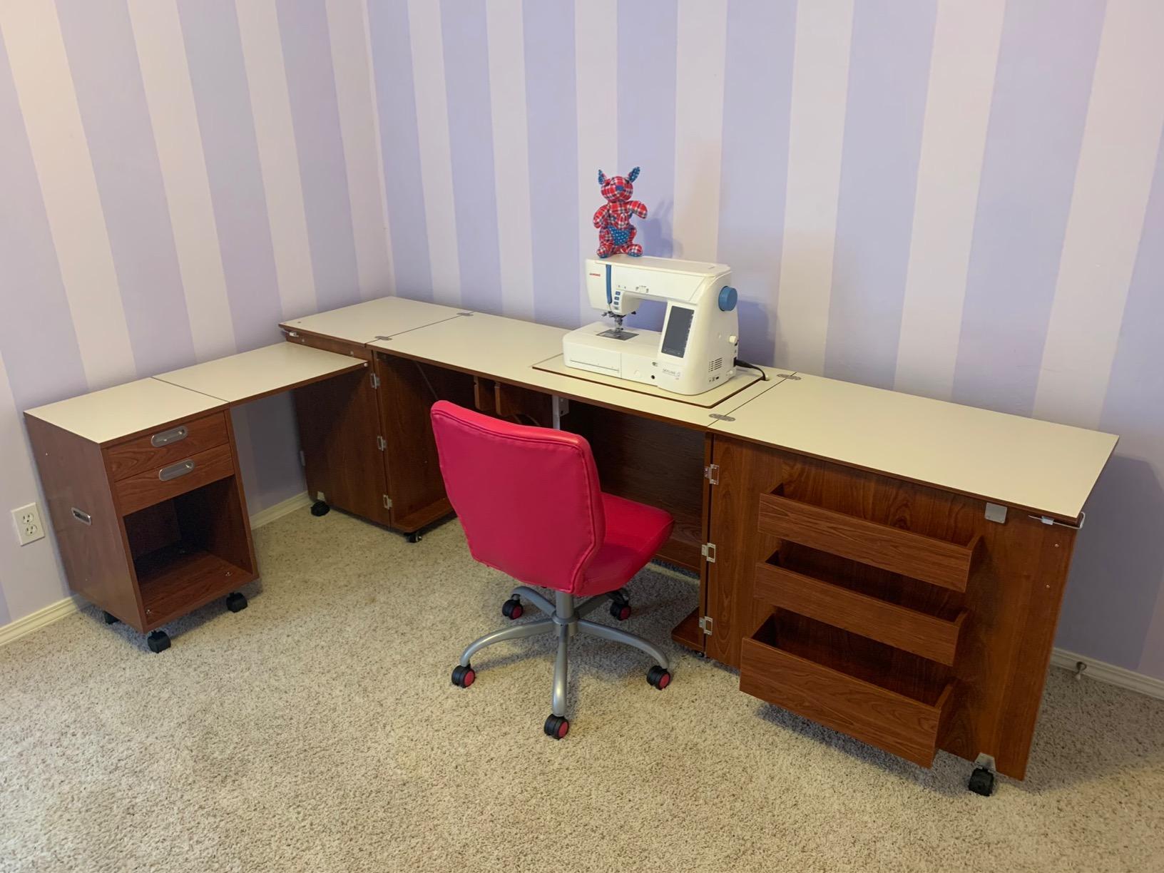 Arrow K8605 Aussie Kangaroo Sewing, Cutting, Quilting, Crafting Cabinet with Storage, Portable with Wheels and Airlift, Large, Teak Finish customer photo 1