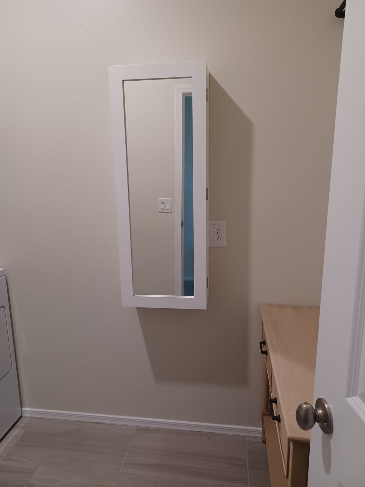 SEI Furniture - Rowden Wall-Mounted Ironing Board - Transitional Design, Wood - Ideal for Kitchen, Dining Room (HZ3480) customer photo 2