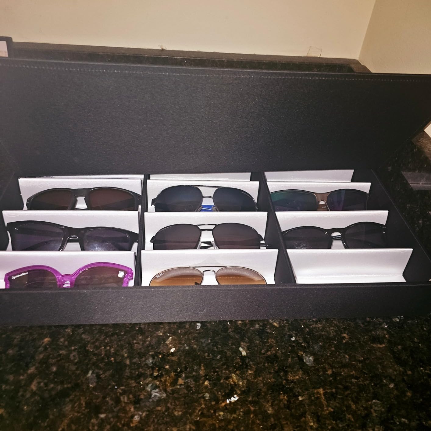 ProSource 18 Slot Sunglasses Organizer Box Stand Display Case/Tray, Fabric Lined & Snap Close customer photo 1