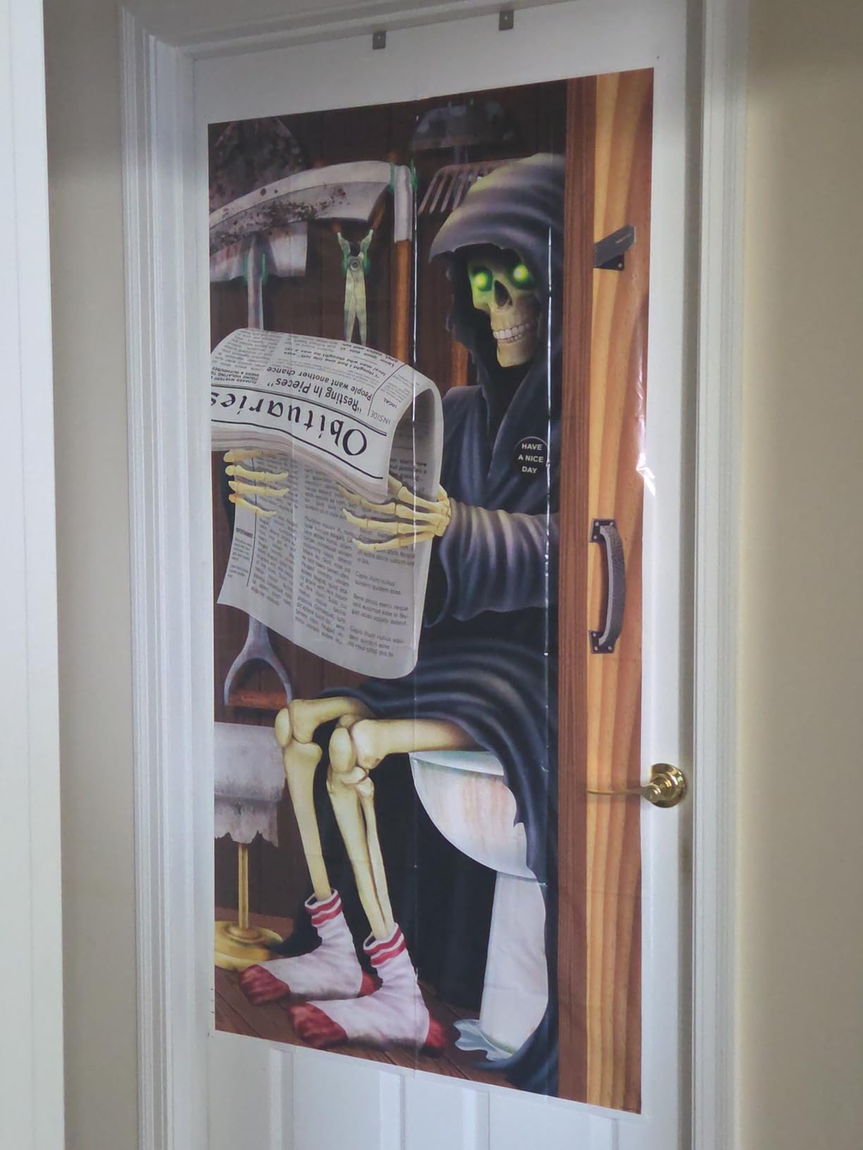 Beistle Skeleton Restroom Door Cover Halloween Decoration, 5 Ft x 30 in customer photo 1