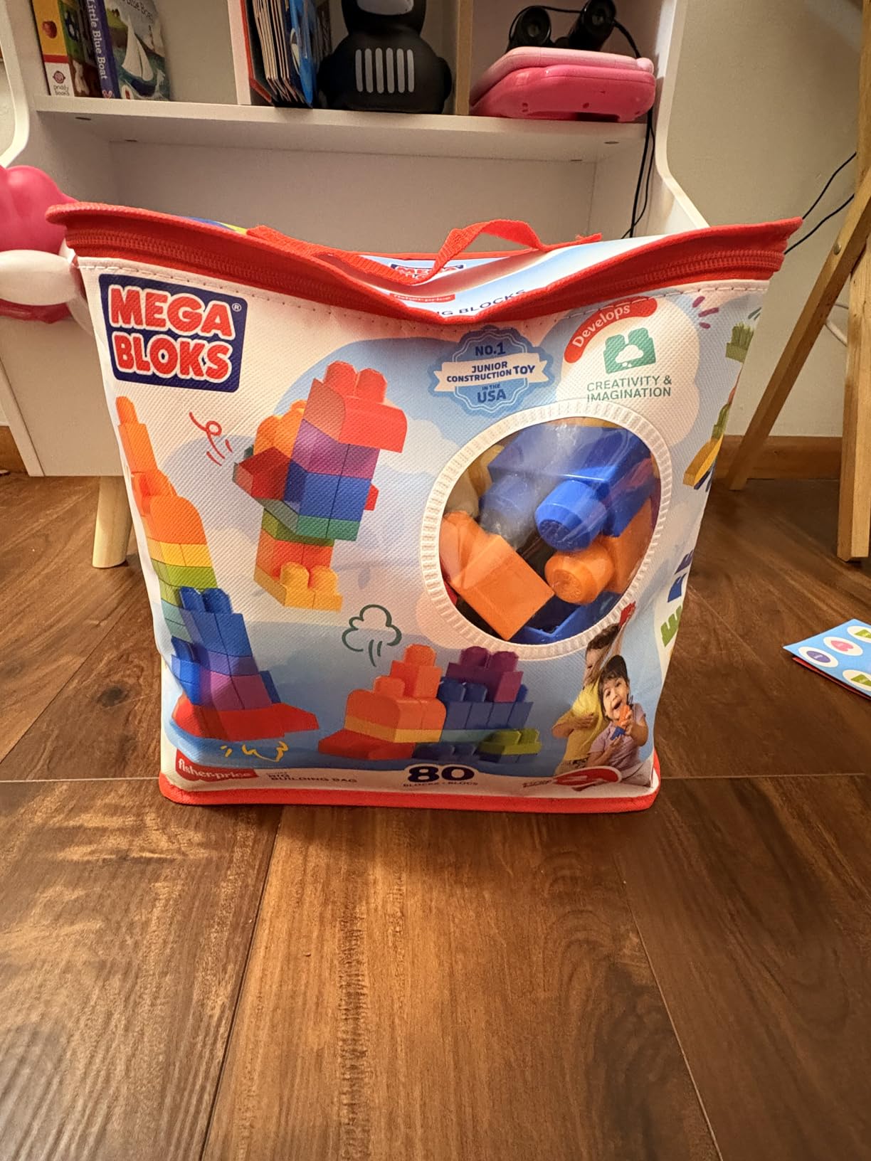MEGA BLOKS First Builders Toddler Blocks Toys Set, Big Building Bag with 80 Pieces and Storage, Blue, Ages 1+ Years customer photo 2