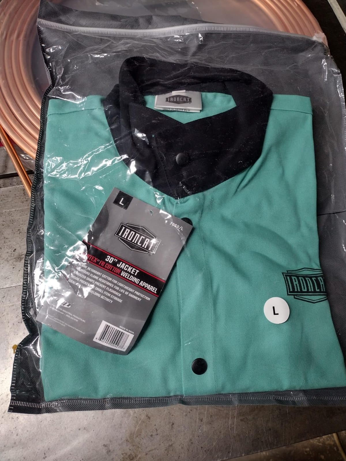 Ironcat FR Treated Cotton Sateen Jacket, 9 oz., Anodized Snaps, Interior Pocket, Pop-up Welders Collar, Scribe Pocket customer photo 1