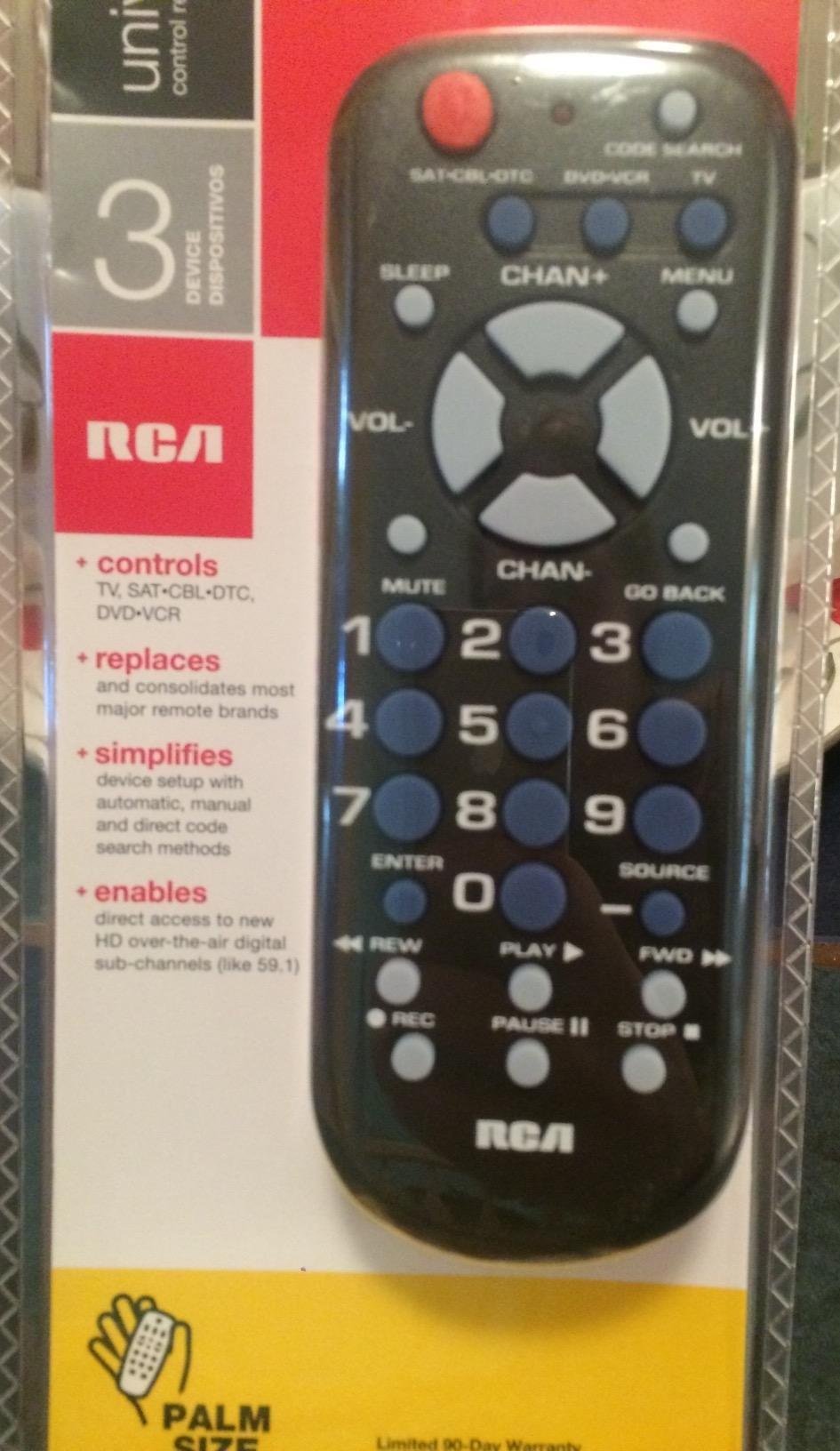 RCA 3-Device Palm-Sized Universal Remote, Long Range IR, Replaces Most Major Remote Brands, Designed for Comfort, RCR503BE customer photo 1
