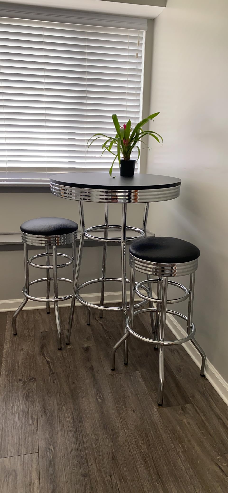 TRINITY Heavy Duty 30 Inch Backless Swivel Bar Stool, Black Seat customer photo 1