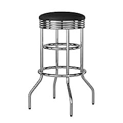 TRINITY Heavy Duty 30 Inch Backless Swivel Bar Stool, Black Seat customer photo 2