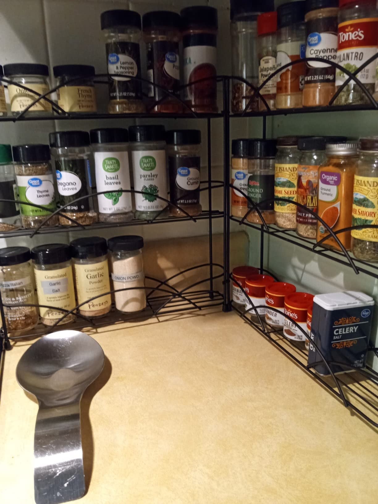 Spectrum 3 Tier Spice Rack Organizer Black Countertop Wire Shelf Spice Rack for Modern Kitchen Pantry Cabinet, Organize Spices with Three Tier Spice Shelf for Kitchen Storage with Wall Mount Option customer photo 2