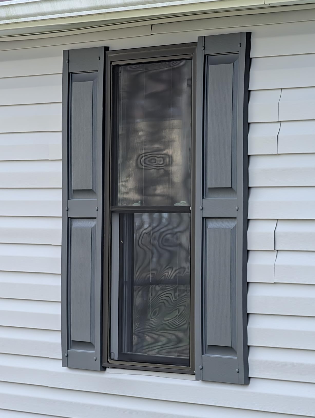 Exterior Solutions Standard Raised Panel Exterior Vinyl Shutter, White (Pair), 15 Inch x 43 Inch customer photo 2