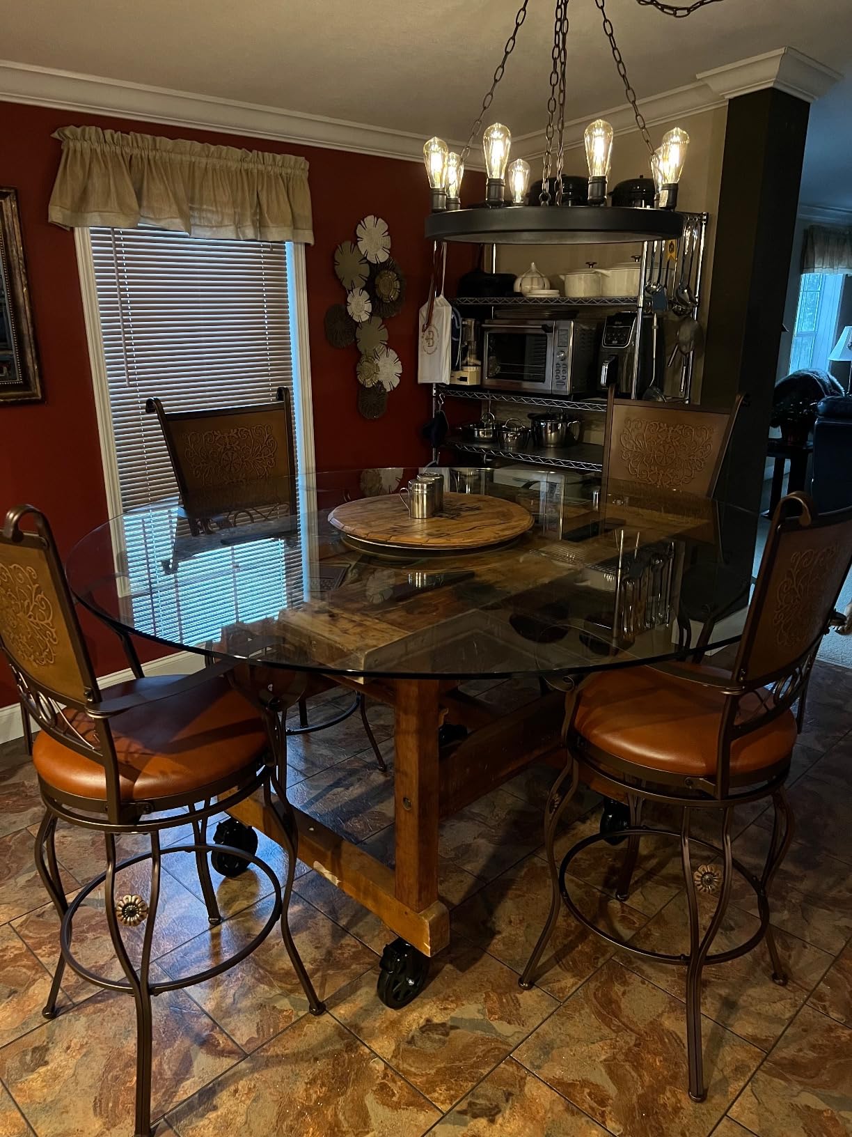 Powell Company Big and Tall Copper Stamped Back Barstool with Arms Bar Stool, Bronze customer photo 2