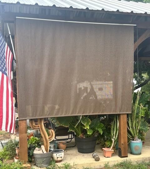 Coolaroo Exterior Roller Shade, Cordless Roller Shade with 90% UV Protection, No Valance, (4' W X 6' L), Mocha customer photo 2
