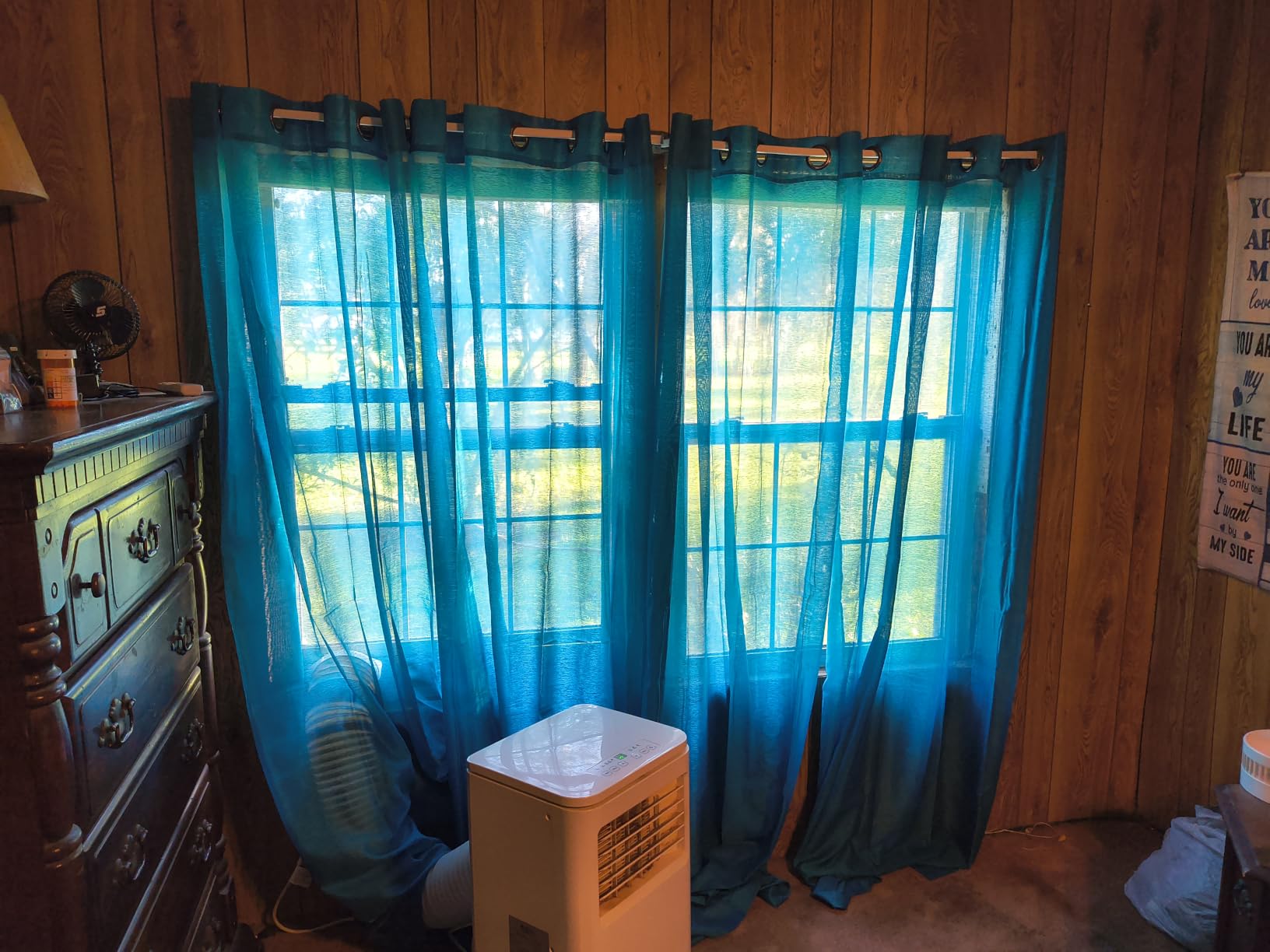 HLC.ME Semi Sheer Grommet Window Curtains, 2 Panels, 54x84 Inch, White customer photo 2