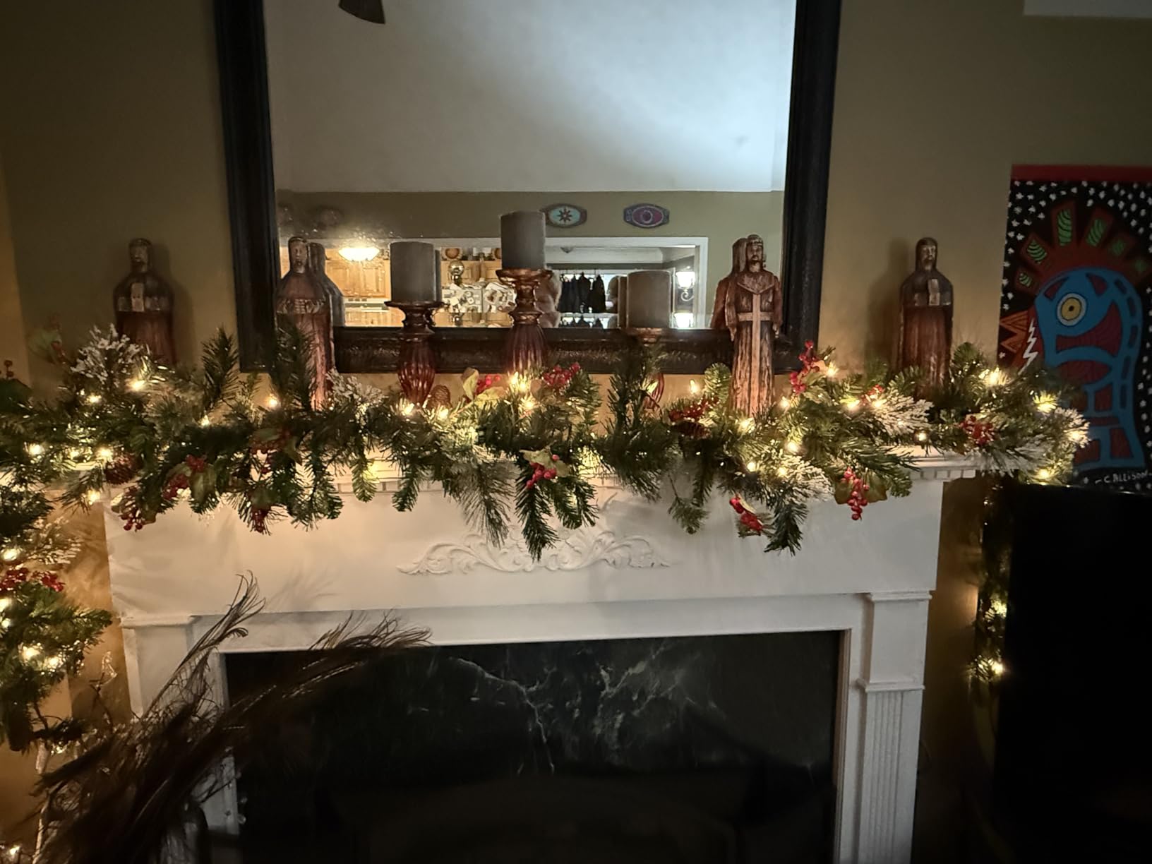 National Tree Company 9ft Pre-Lit Wintry Pine Flocked Christmas Garland customer photo 2