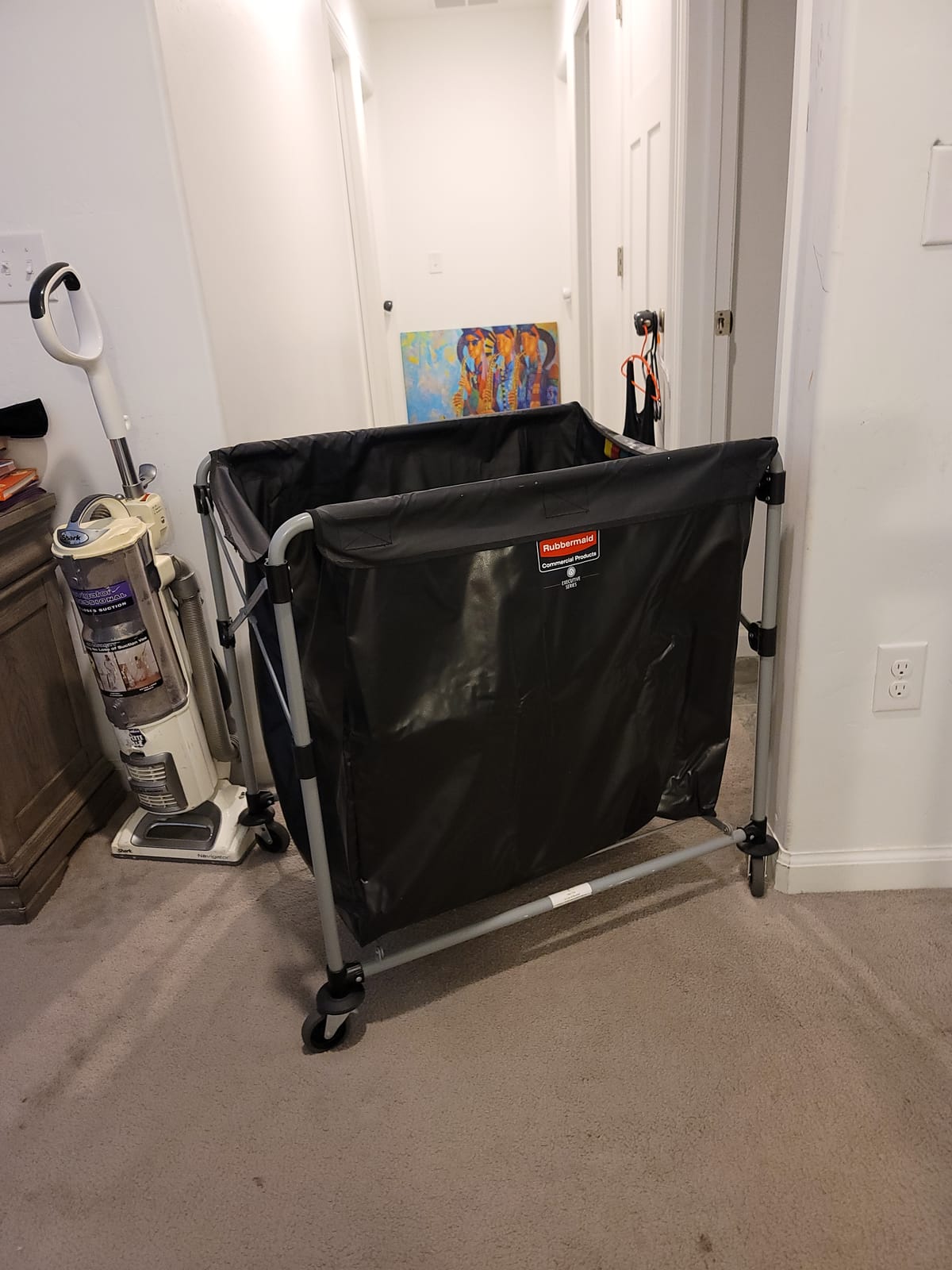 Rubbermaid Commercial Products, Collapsible X Cart, Black, Steel 8 Bushel Bin, Commercial Laundry Cart with Wheels for Hotel/Nursing Home/Home/College Easily Move Laundry/Supplies/Groceries customer photo 1