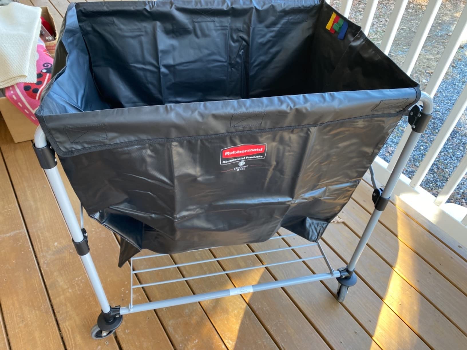Rubbermaid Commercial Products, Collapsible X Cart, Black, Steel 8 Bushel Bin, Commercial Laundry Cart with Wheels for Hotel/Nursing Home/Home/College Easily Move Laundry/Supplies/Groceries customer photo 2