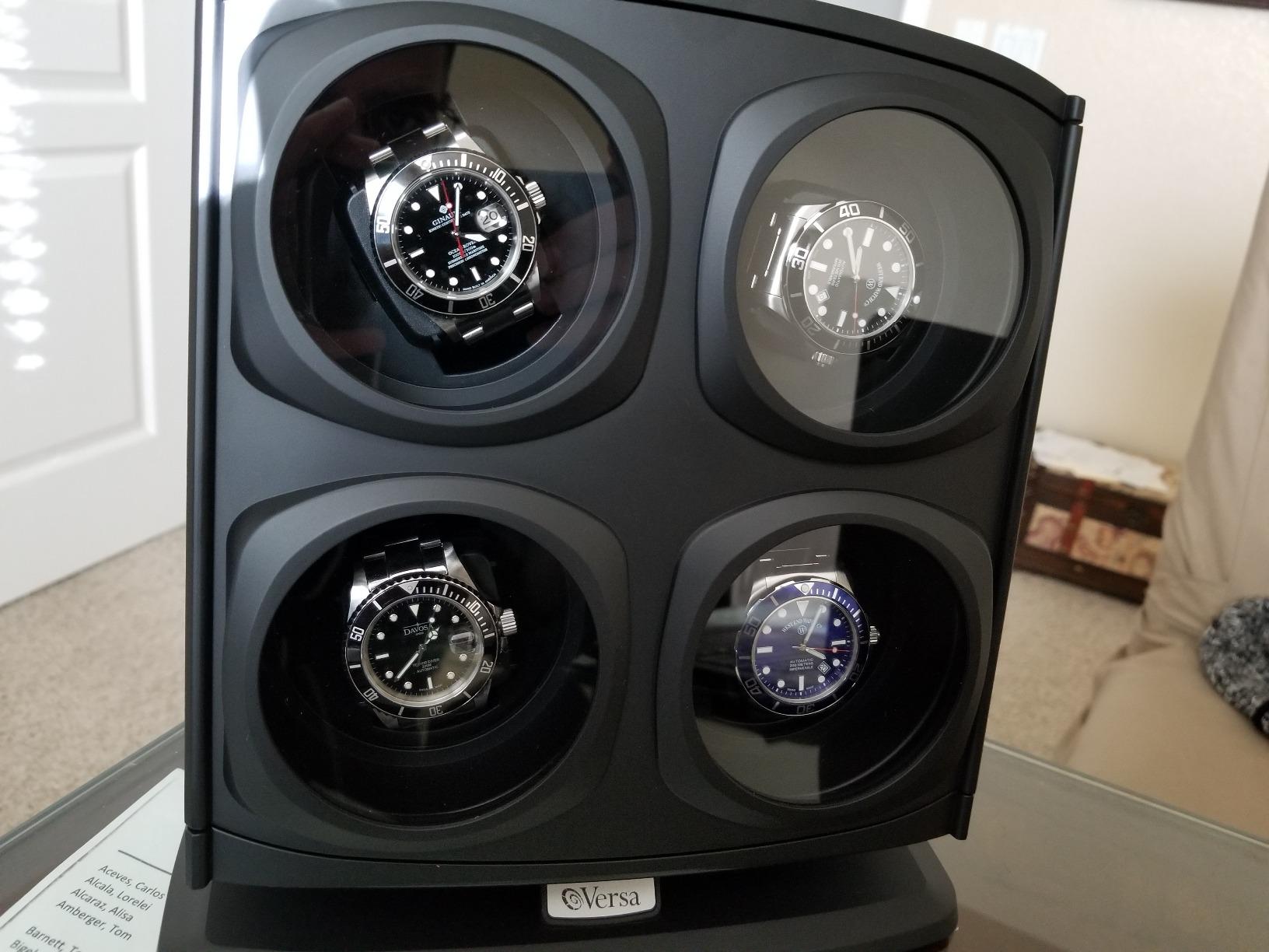 Versa [Newly Updated] Quad Watch Winder in Black - Independently Controlled Settings - Multiple Direction and Timer Settings - Adjustable Watch Pillow - Plenty of Space for Large Watches - No Magnets customer photo 1