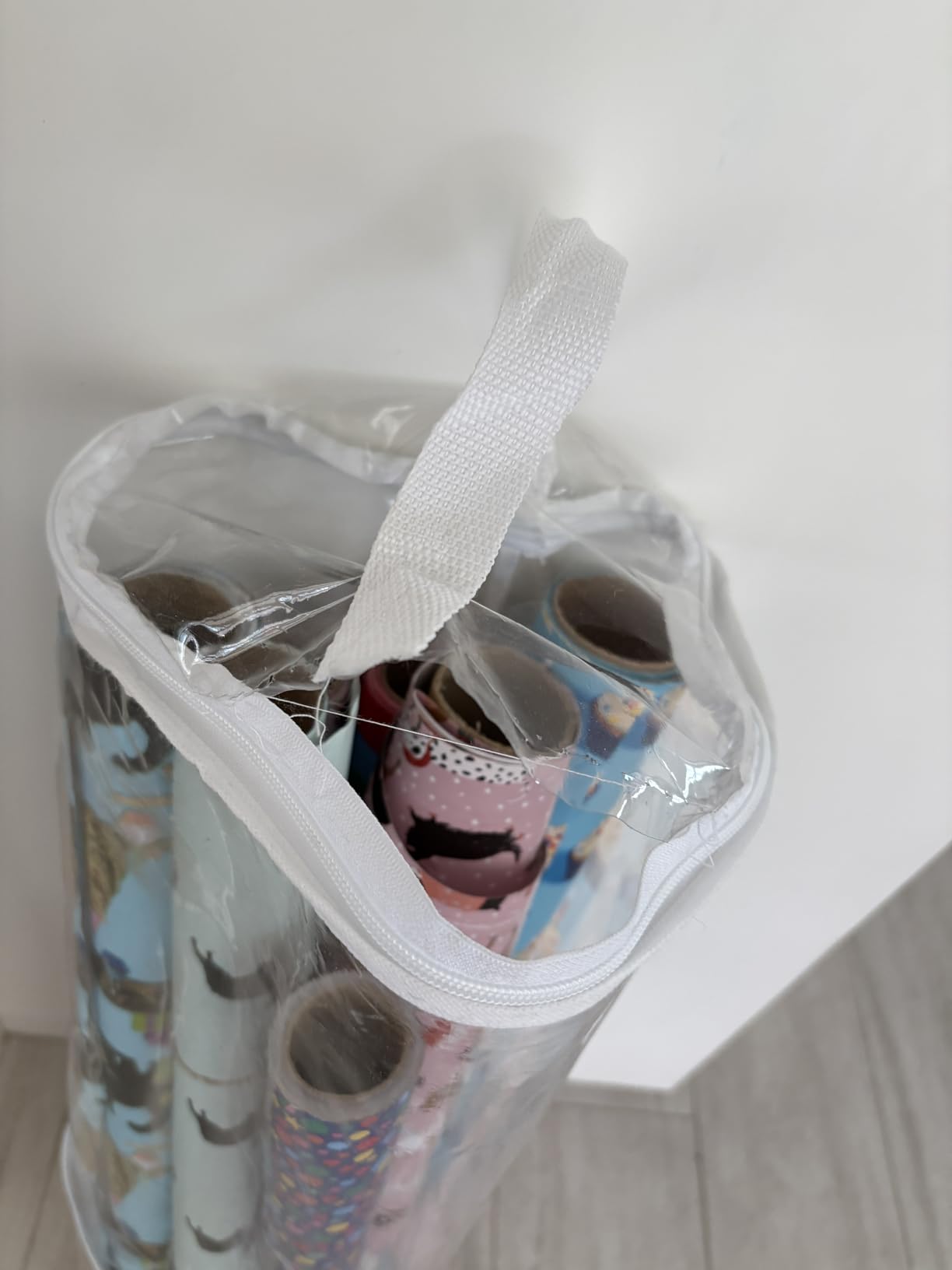 Whitmor 6044-4924 Clear Gift Wrap Organizer - Zippered Storage for 25 Rolls customer photo 1