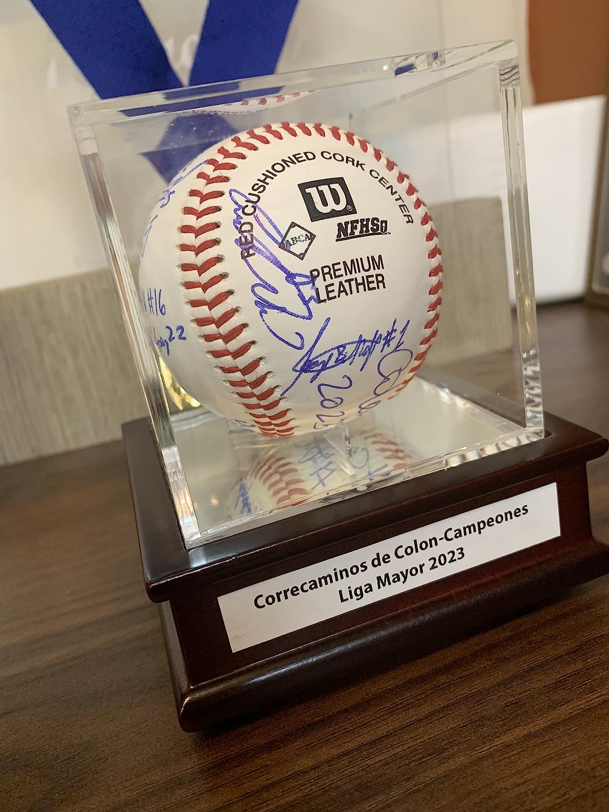 DisplayGifts Collector's Baseball Display Case Ball Stand 99% UV Protection All-Sides Closure Cube for a Home Run or Autographed Ball High Transparency Cherry Finish Bottom customer photo 2
