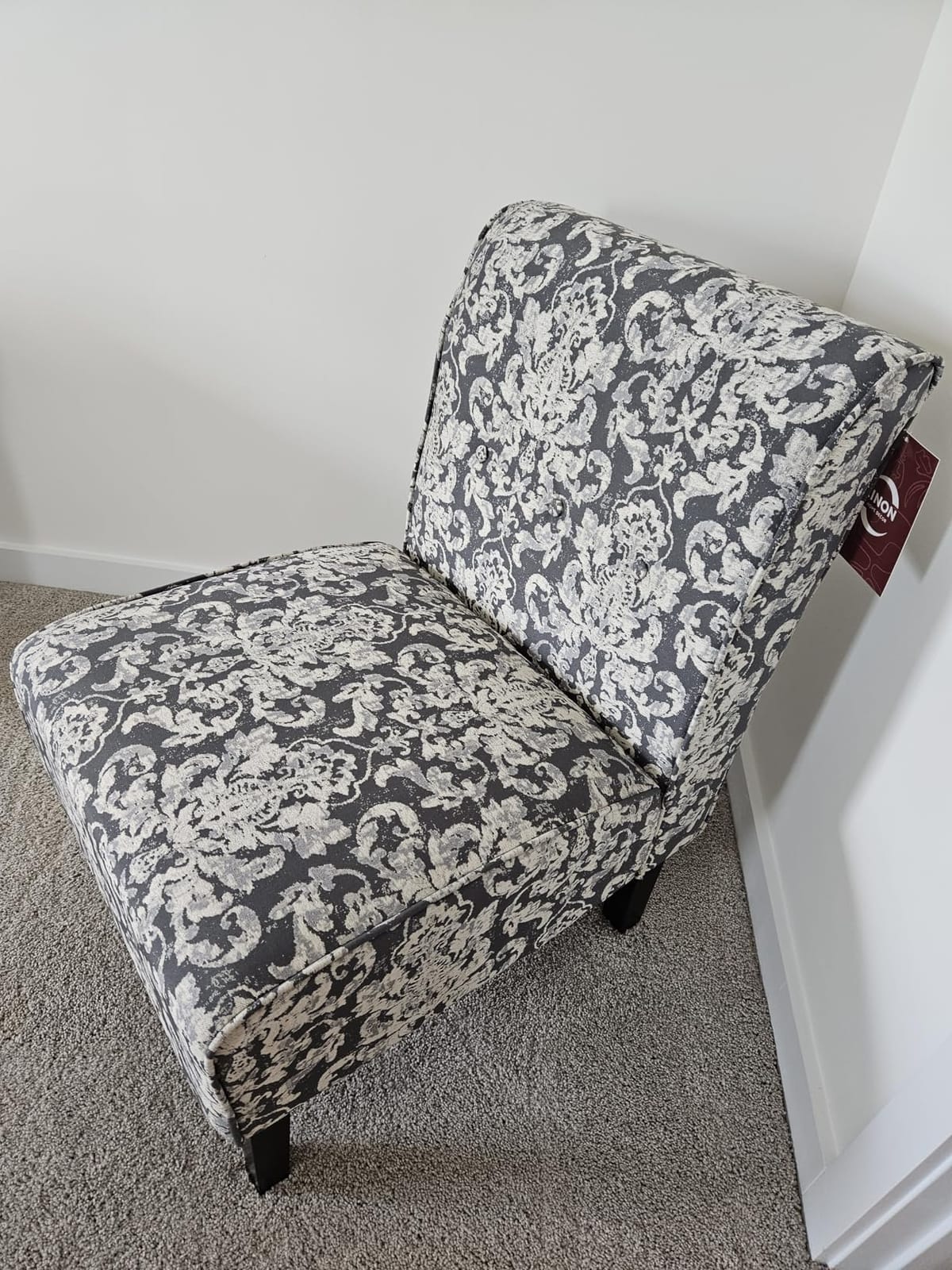 Linon Coco Accent Chair, Gray Damask customer photo 1