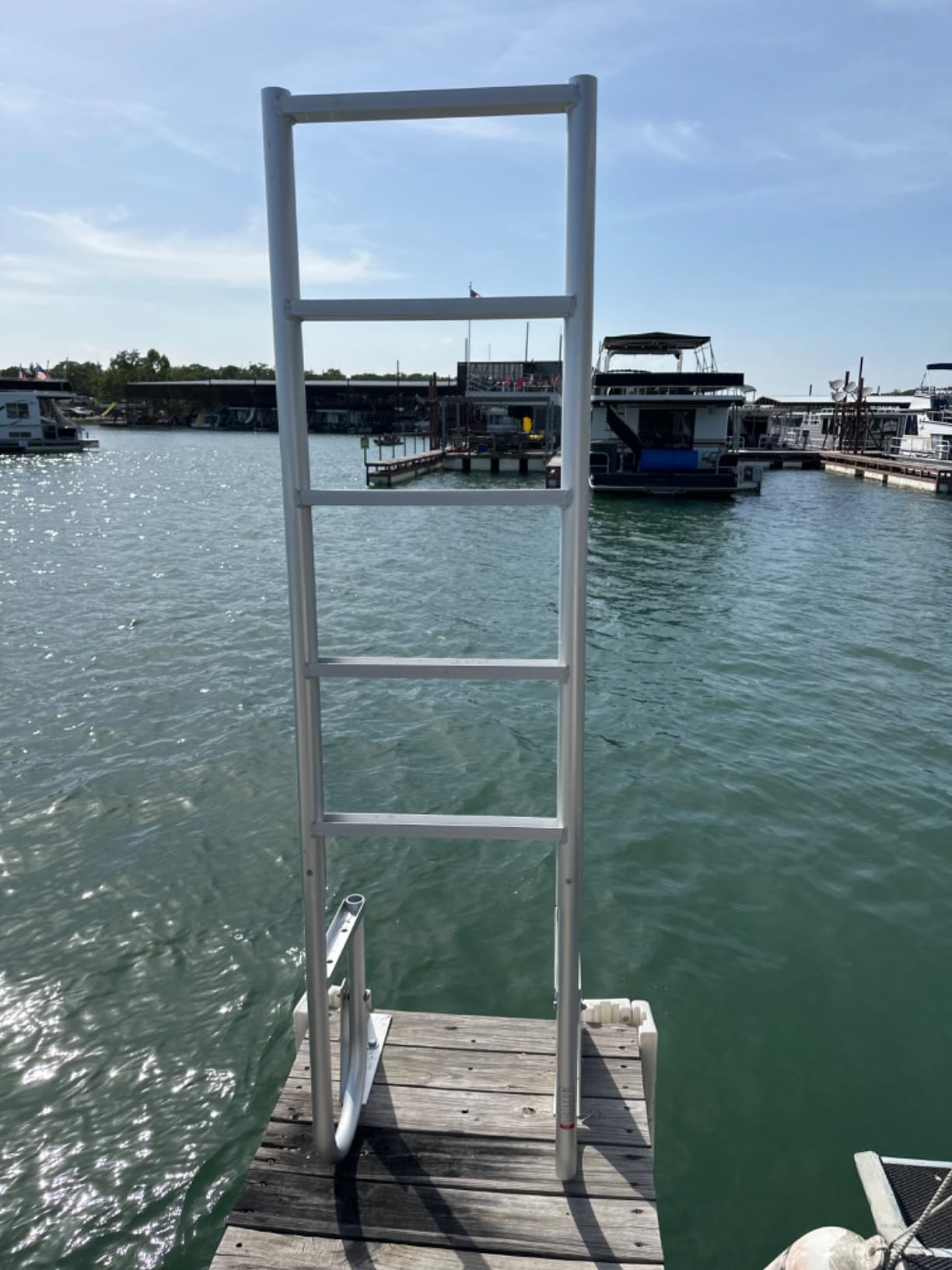 Extreme Max 3005.3473 Heavy Duty Flip-Up Dock Ladder with Comfortable Round Tube Frame - 4 Steps, 21